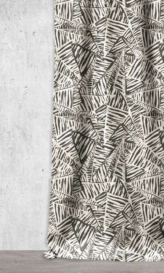 Printed Curtains (Black/ Milky White)