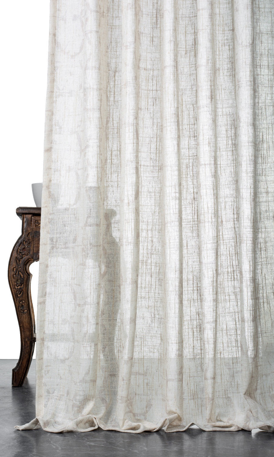 Self-Patterned Sheer Window Treatments Fabric By the Metre Milky White)