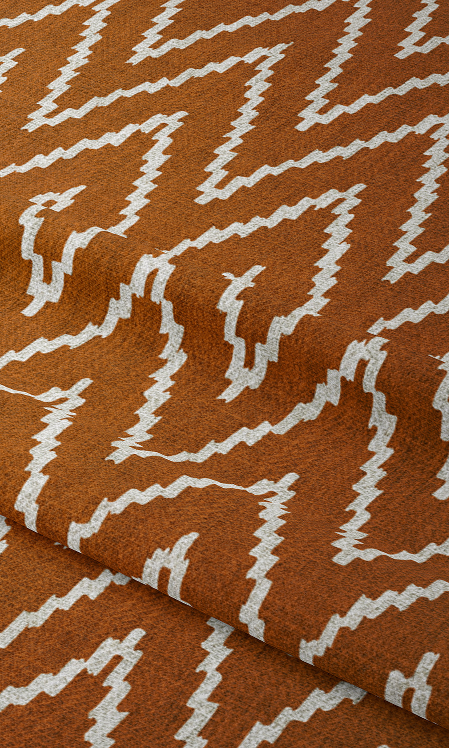 Chevron Print Window Treatments Fabric By the Metre (Orange/ White)