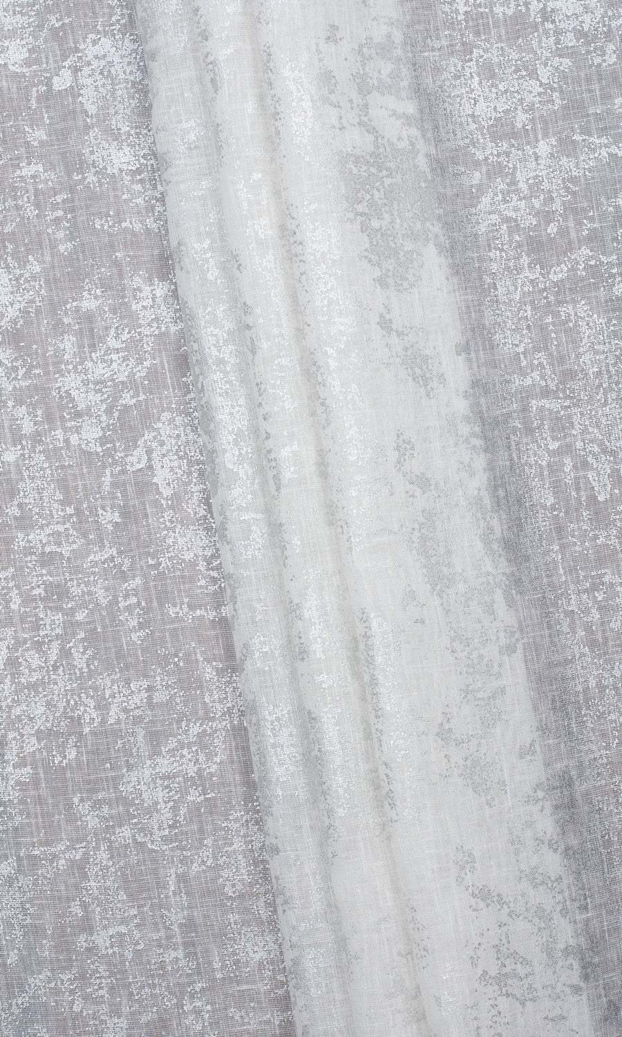 Textured Semi-Sheer Window Treatments Fabric Sample (White/ Silver)