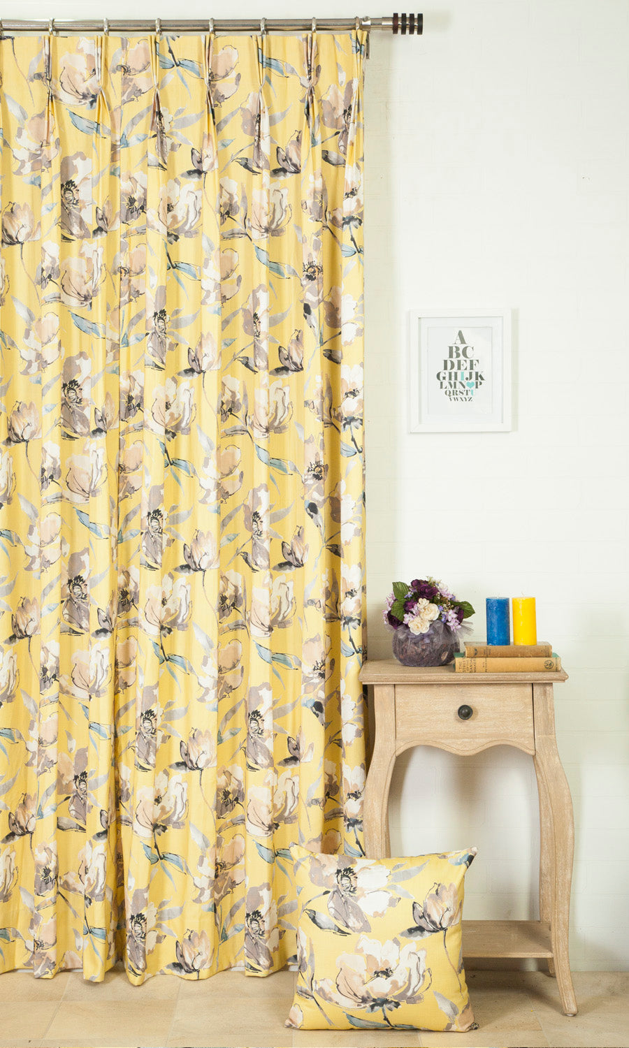 Floral Cotton Home Décor Fabric Sample (Yellow)