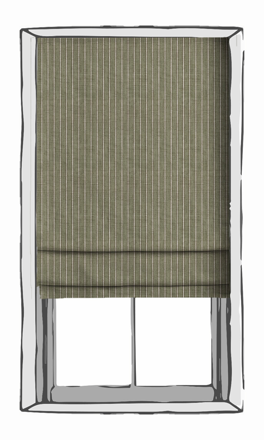 Modern Striped Print Fabric Material By the Metre (Olive Green)