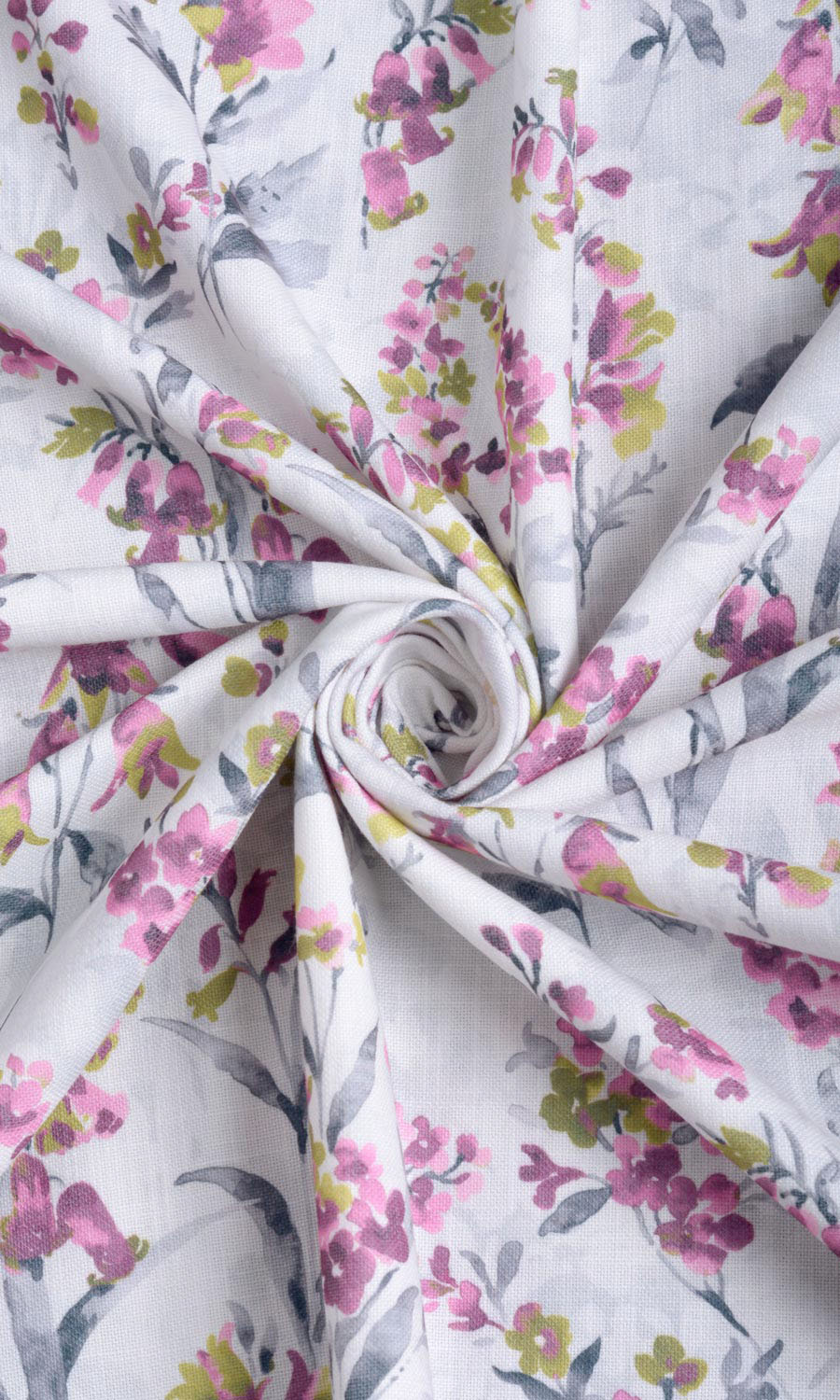 Floral Print Fabric Sample for Curtains & Drapes (Pink/ Grey)