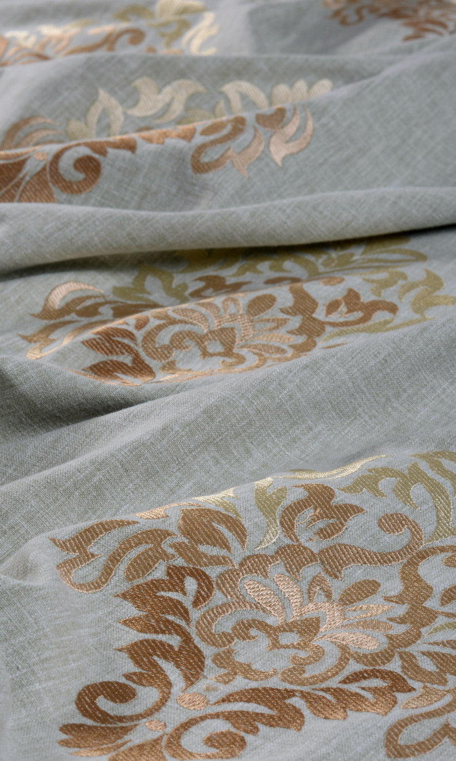 Damask Patterned  Fabric By the Metre for Curtains & Drapes (Gray/ Beige/ Brown)