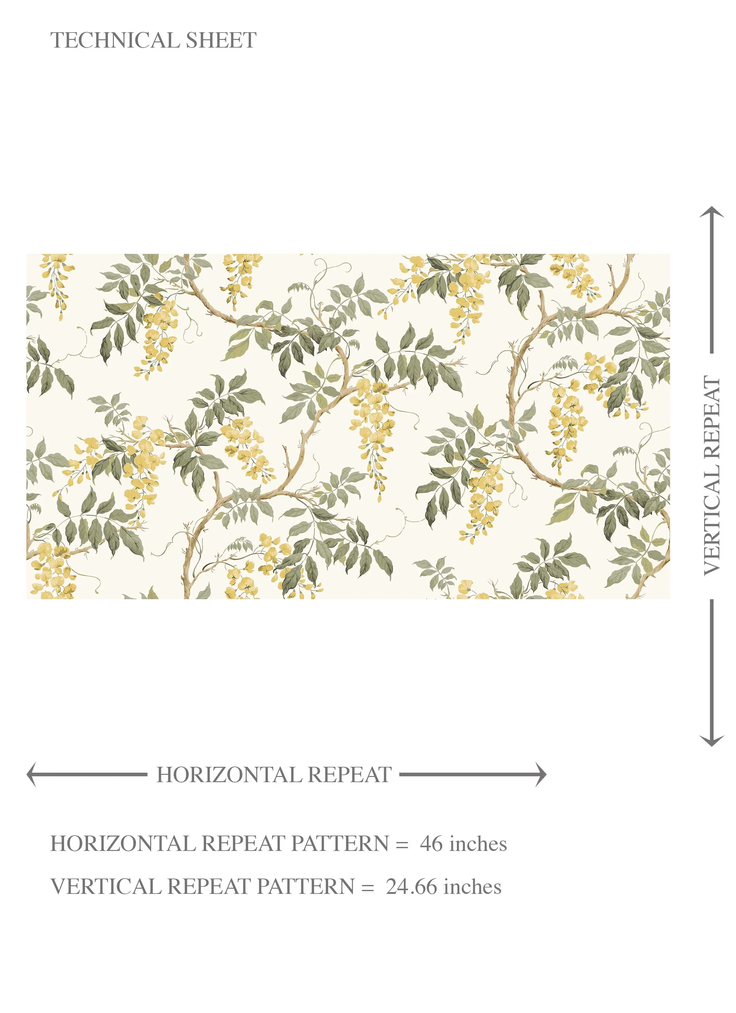 Floral Vine/ Botanical Patterned Kids Room Wallpaper Sample (Cream/ Yellow/ Green)