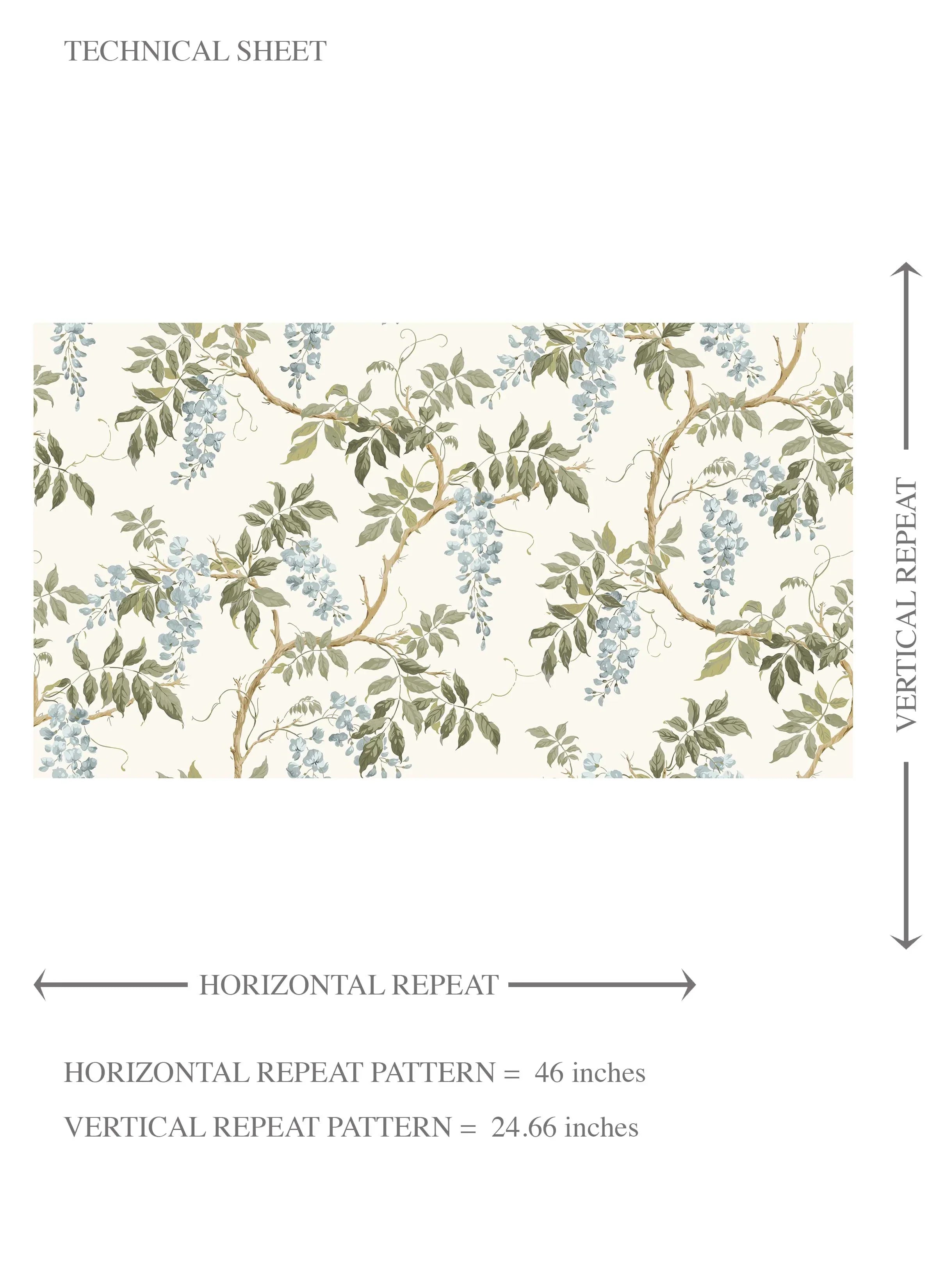 Floral Vine/ Botanical Patterned Kids Room Wallpaper Sample (Cream/ Duck Egg Blue/ Green)