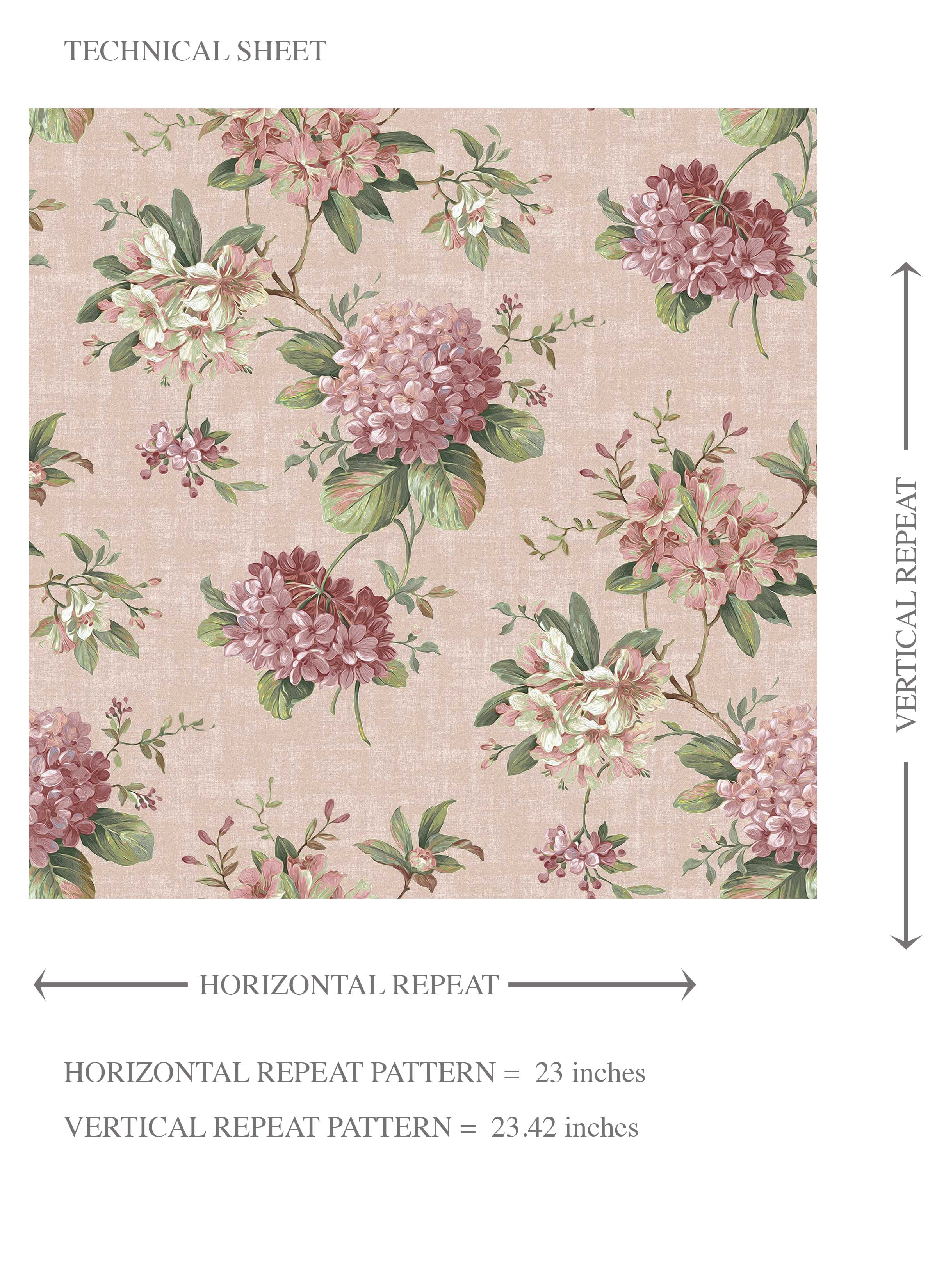 Modern Floral Block Print Kids Room Wallpaper Sample (Pink/ Green)