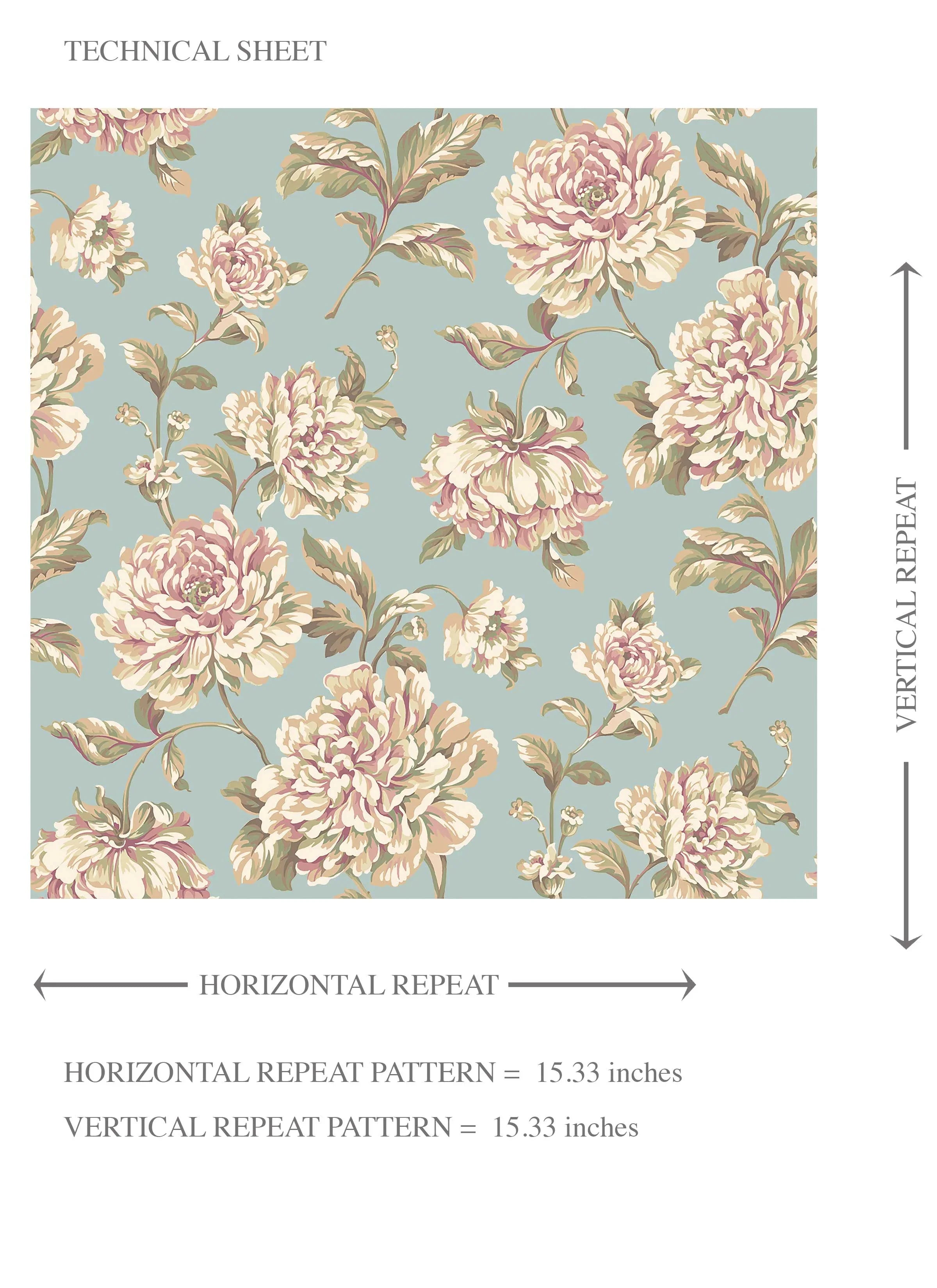Chinoiserie/ English Floral Kids Room Wallpaper Sample (Blue/ Cream/ Beige/ Pink/ Green)