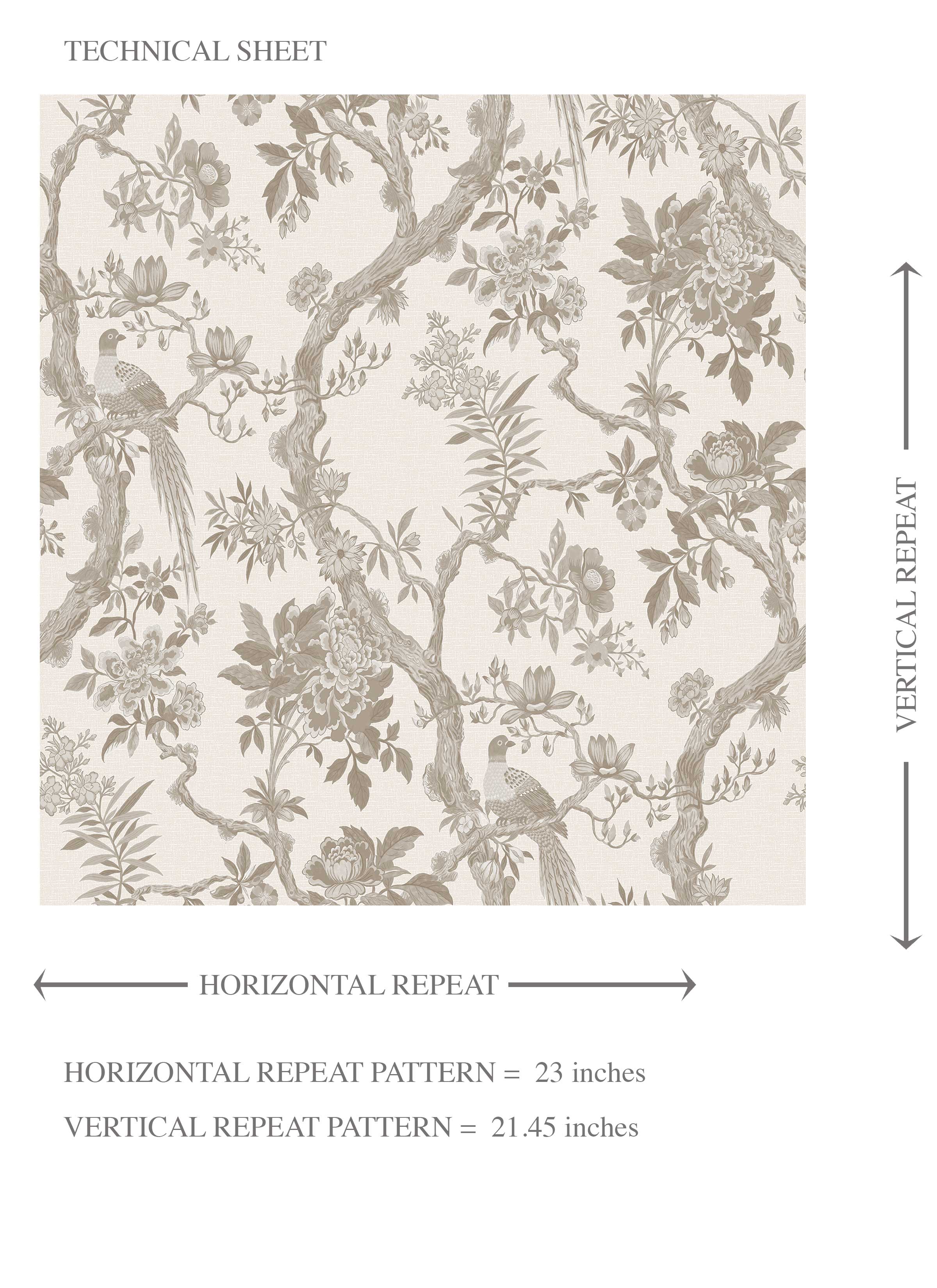Floral Toile/ Bird Print Chinoiserie Kids Room Wallpaper Sample (Brown/ Beige/ Taupe)