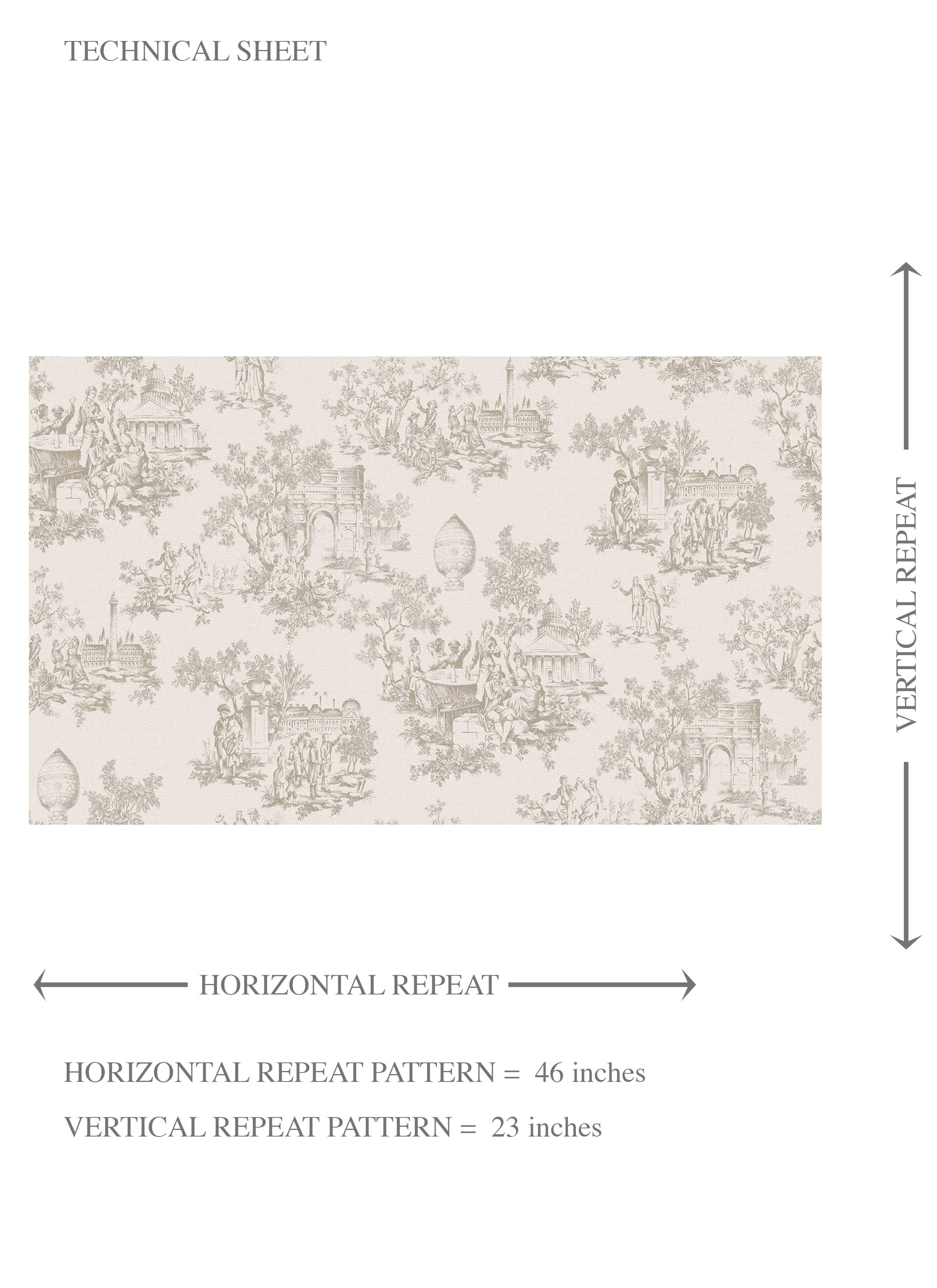 Toile de Jouy/ Nature Print Kids Room Wallpaper Sample (Beige/ Greige/ Off-White)