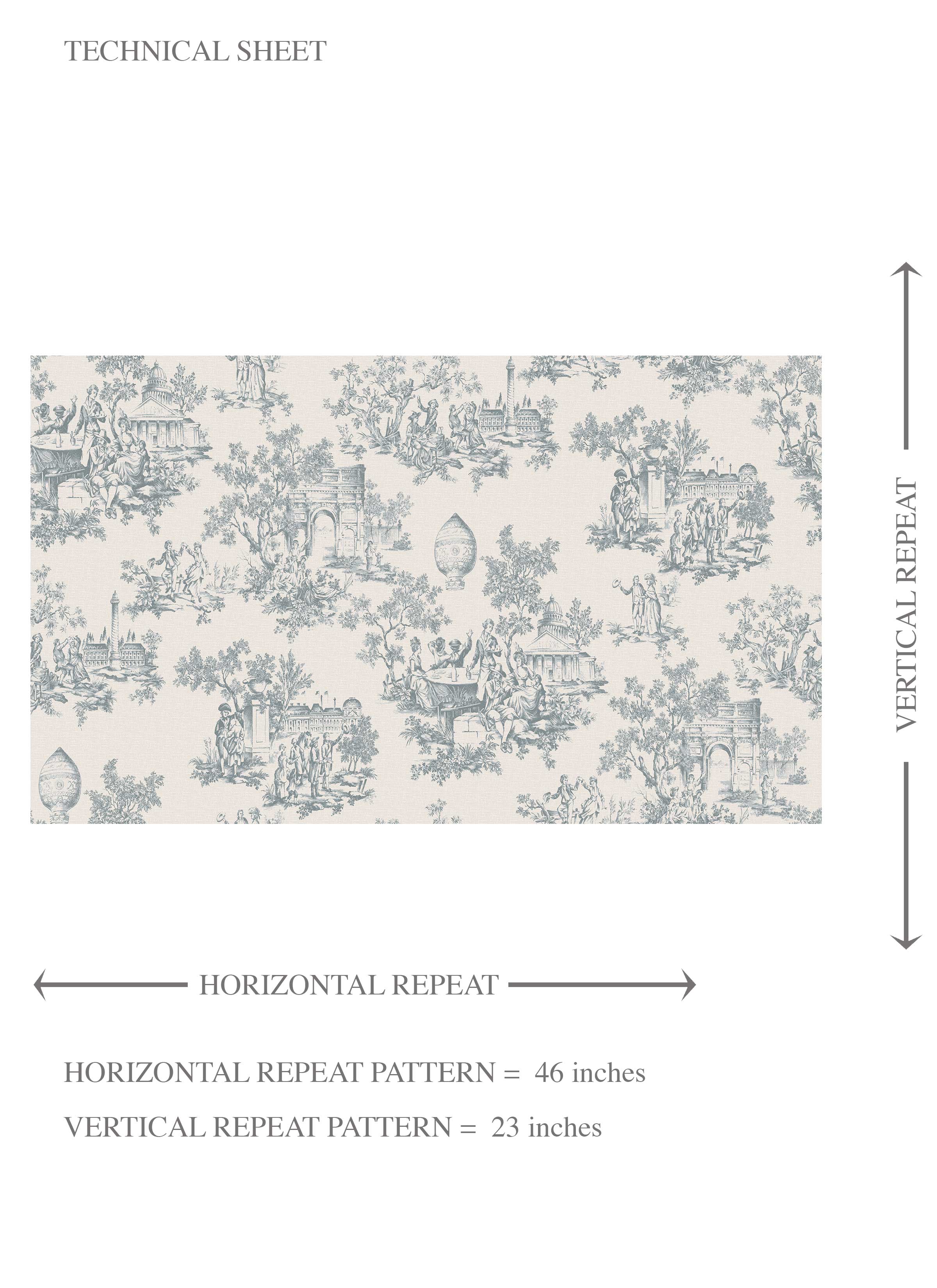 Toile de Jouy/ Nature Print Kids Room Wallpaper Sample (Blue/ Gray/ Off-White)