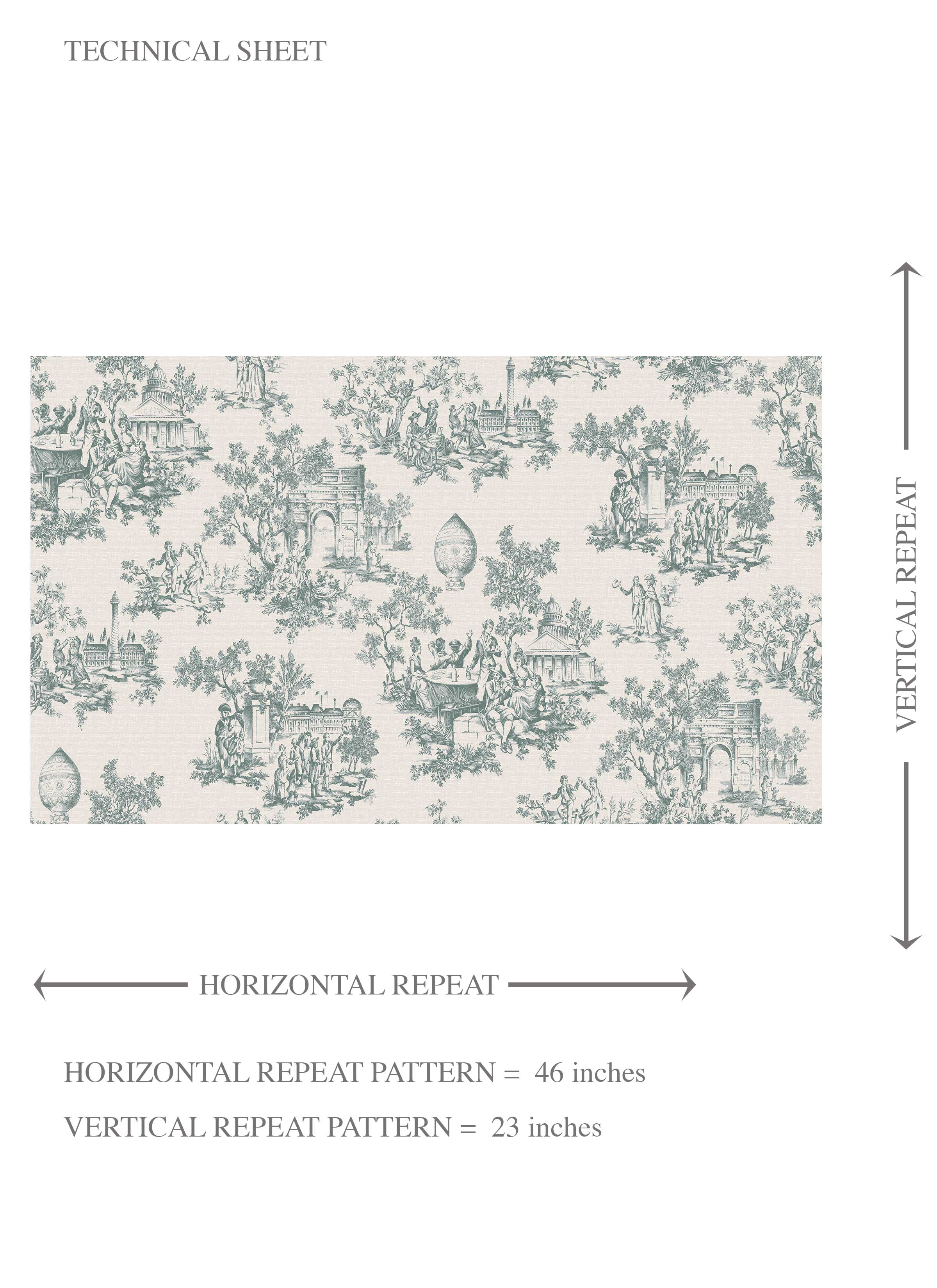Toile de Jouy/ Nature Print Kids Room Wallpaper Sample (Duck Egg Blue/ Off-White)