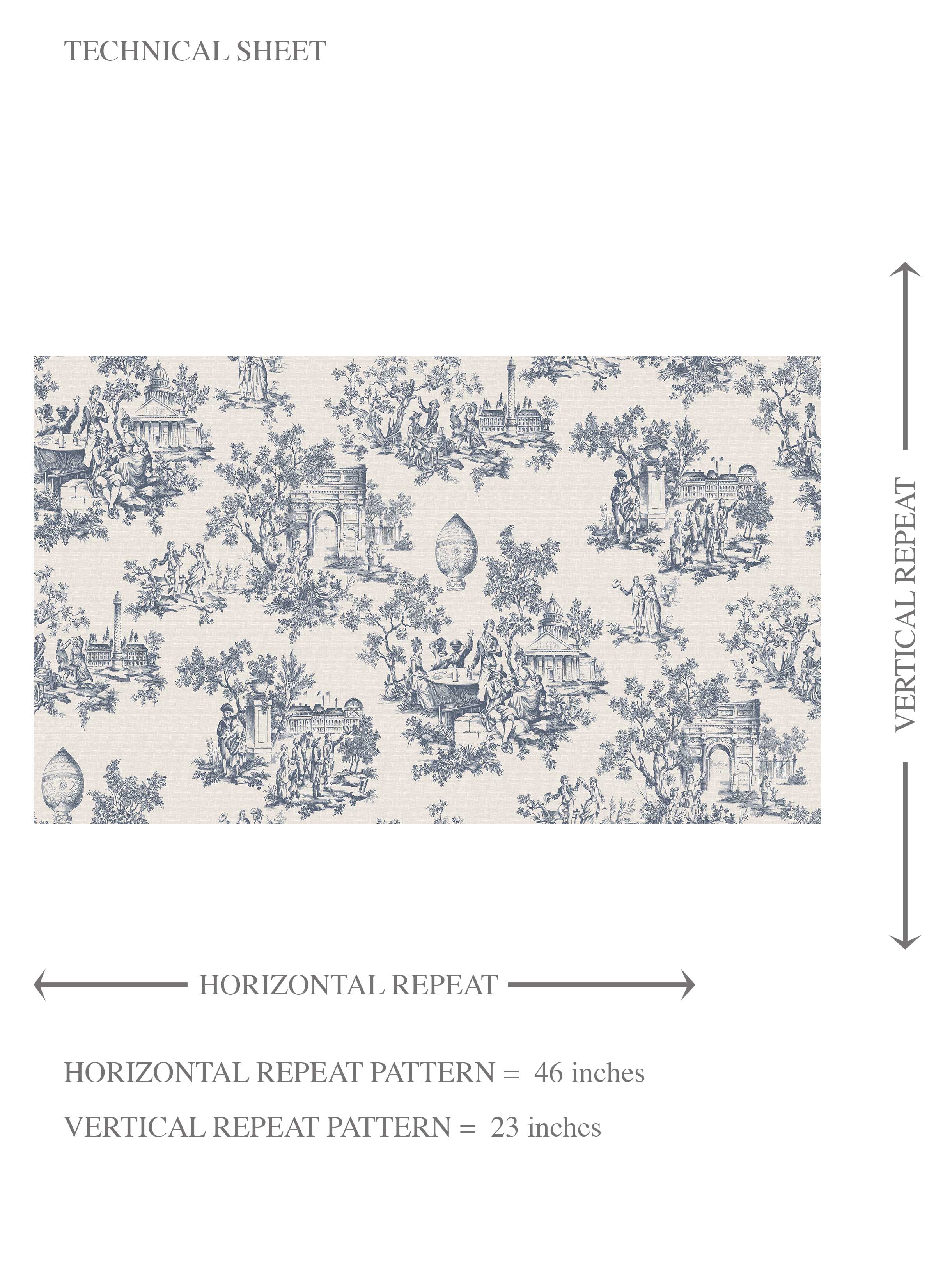 Toile de Jouy/ Nature Print Kids Room Wallpaper Sample (Navy Blue/ Off-White)