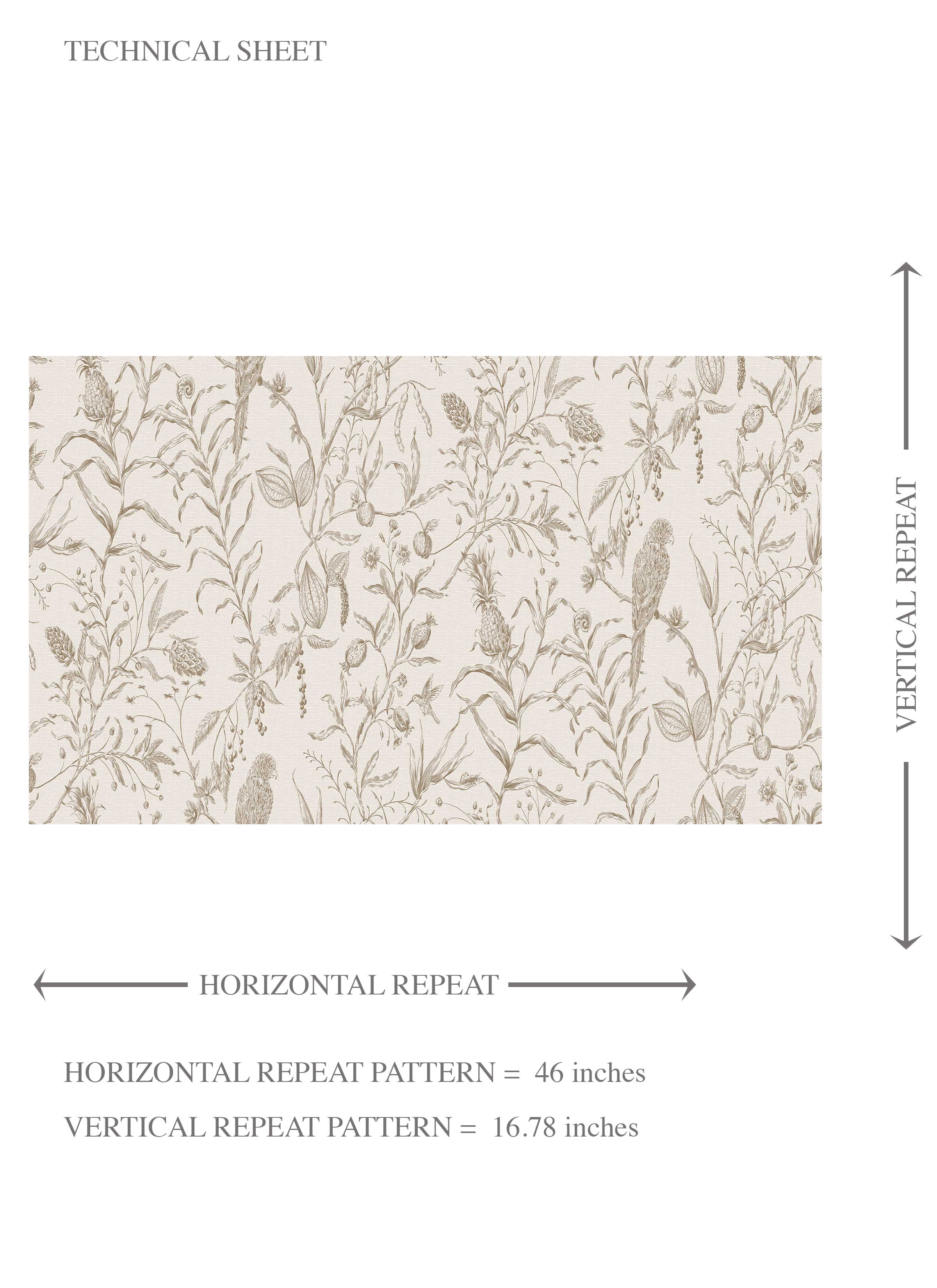 Birds Print/ Botanical Kids Room Wallpaper Beige/ Brown/ Warm Gray