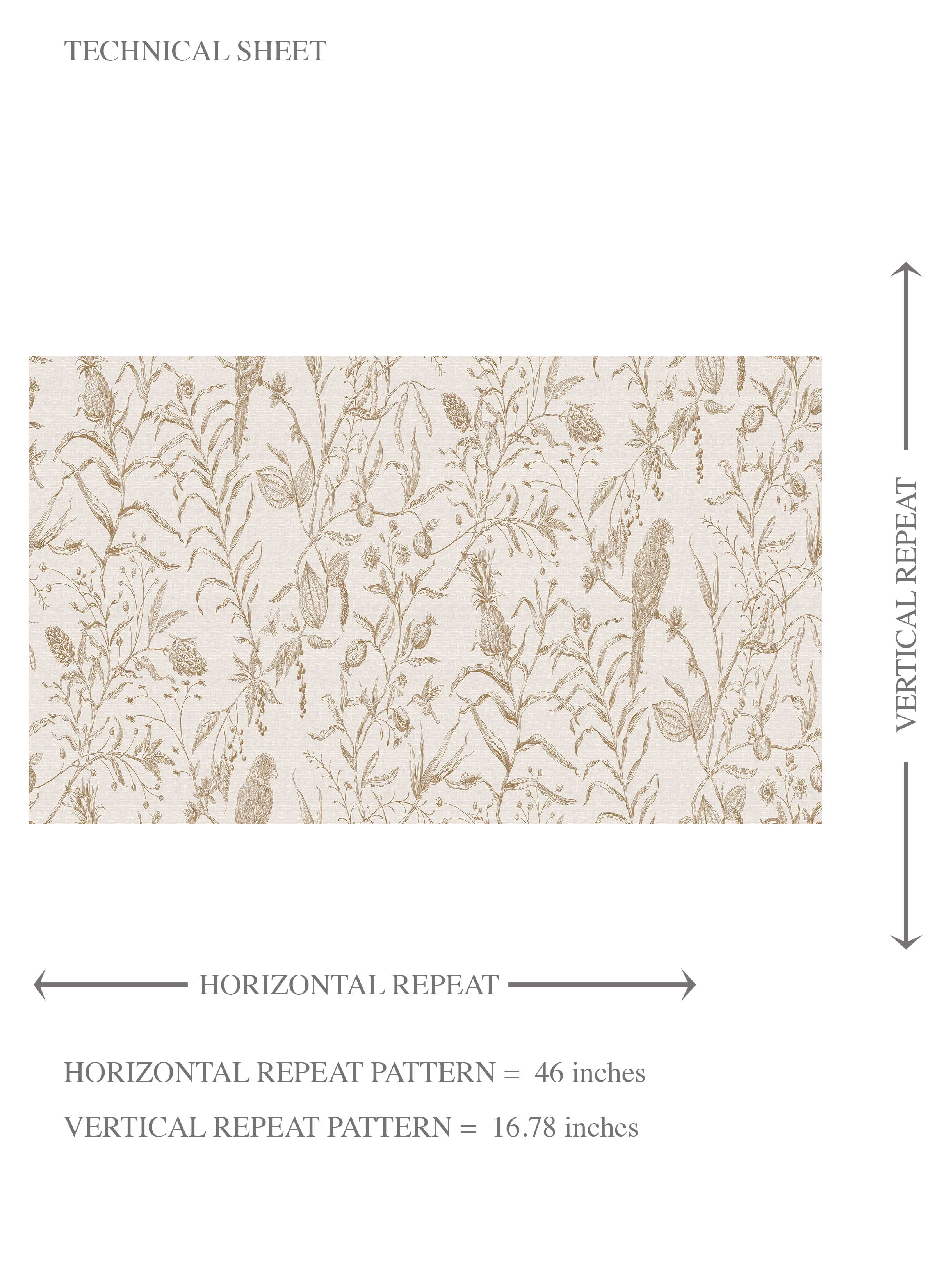 Birds Print/ Botanical Kids Room Wallpaper Sample (Beige/ Brown/ Warm Gray)