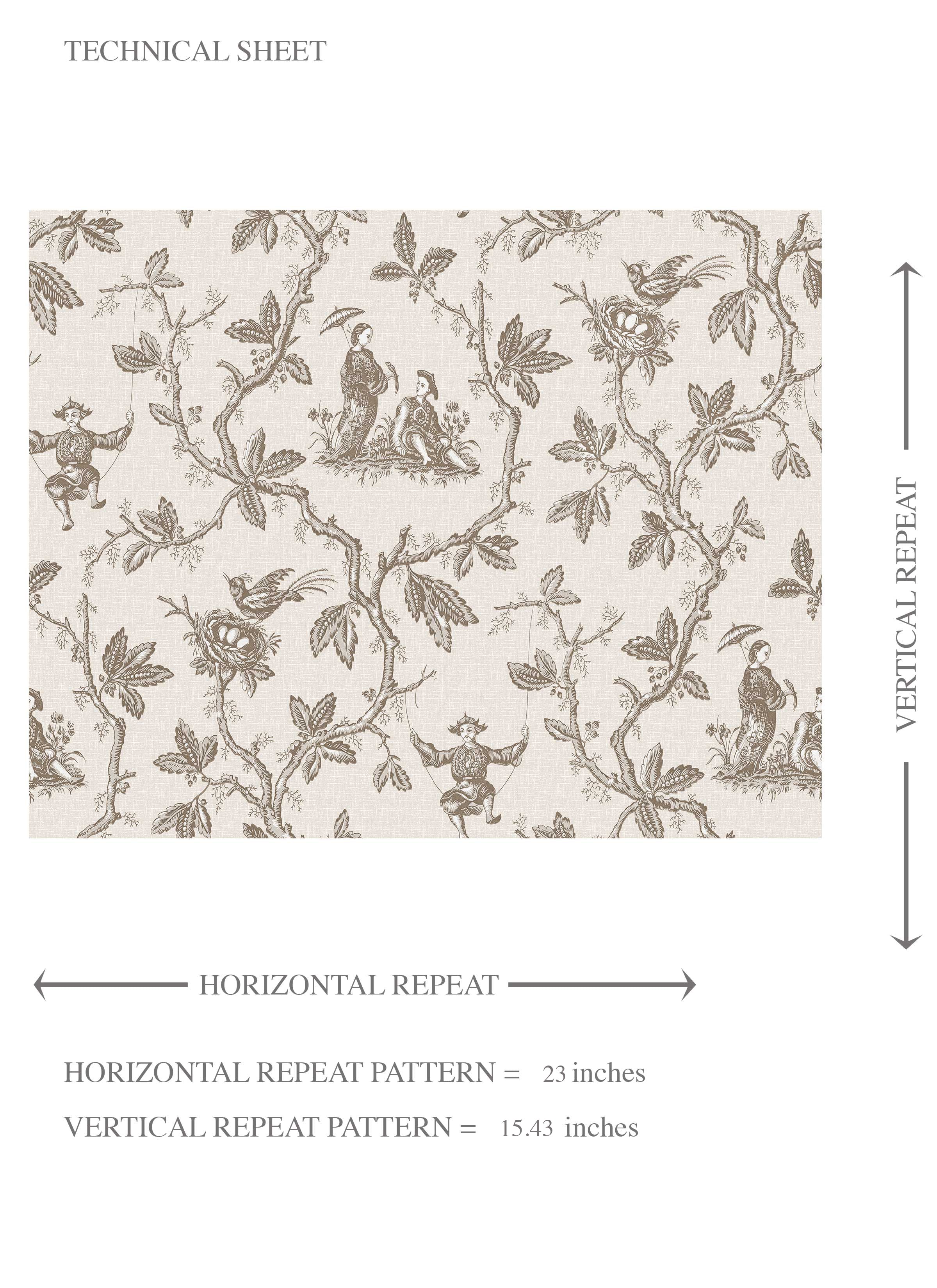 Floral Toile de Jouy Kids Room Wallpaper Sample (Beige/ Brown/ Taupe)