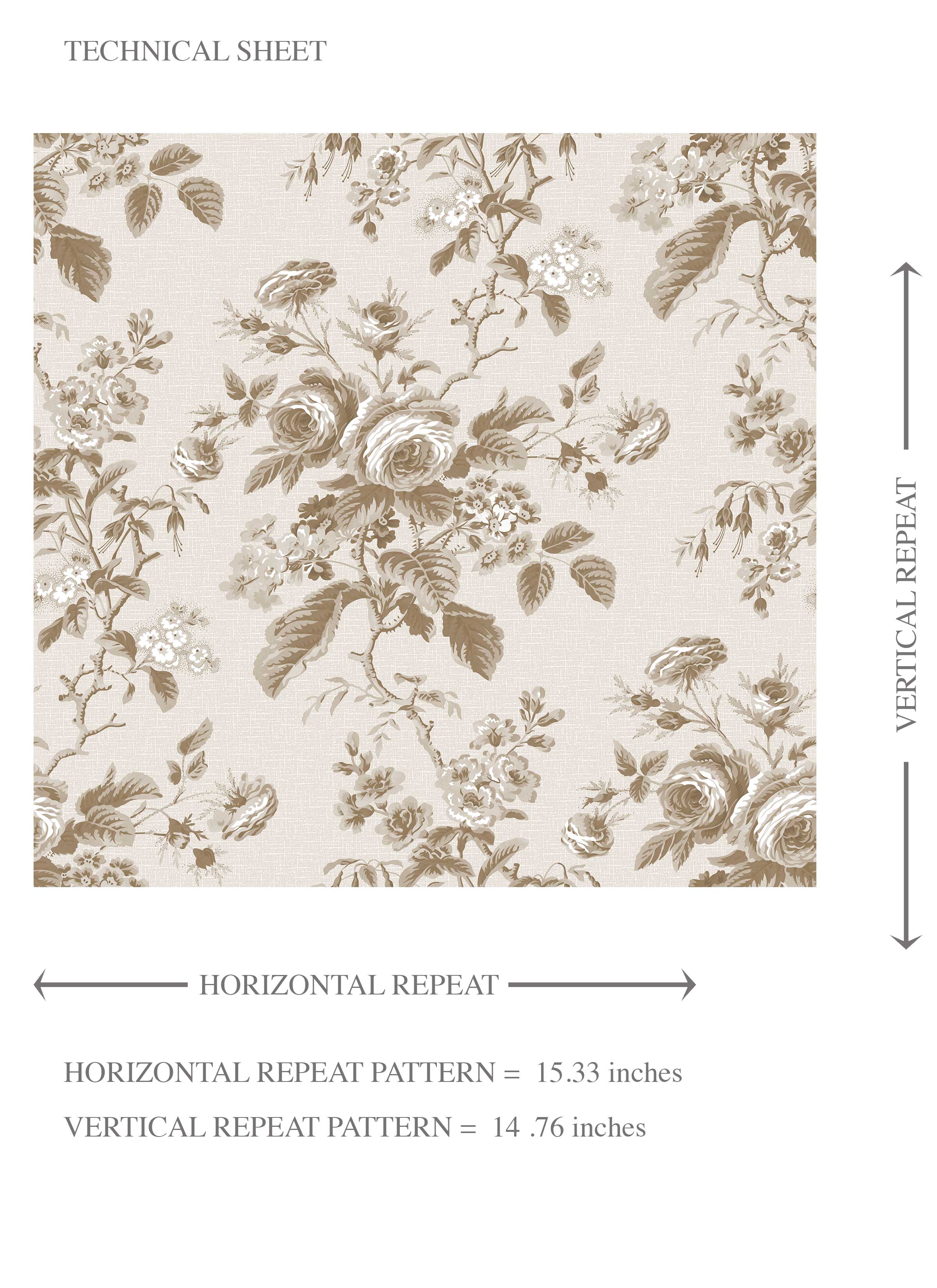 Vintage-Inspired Floral Toile/ Botanical Kids Room Wallpaper Sample (Light Brown/ Beige/ Taupe)