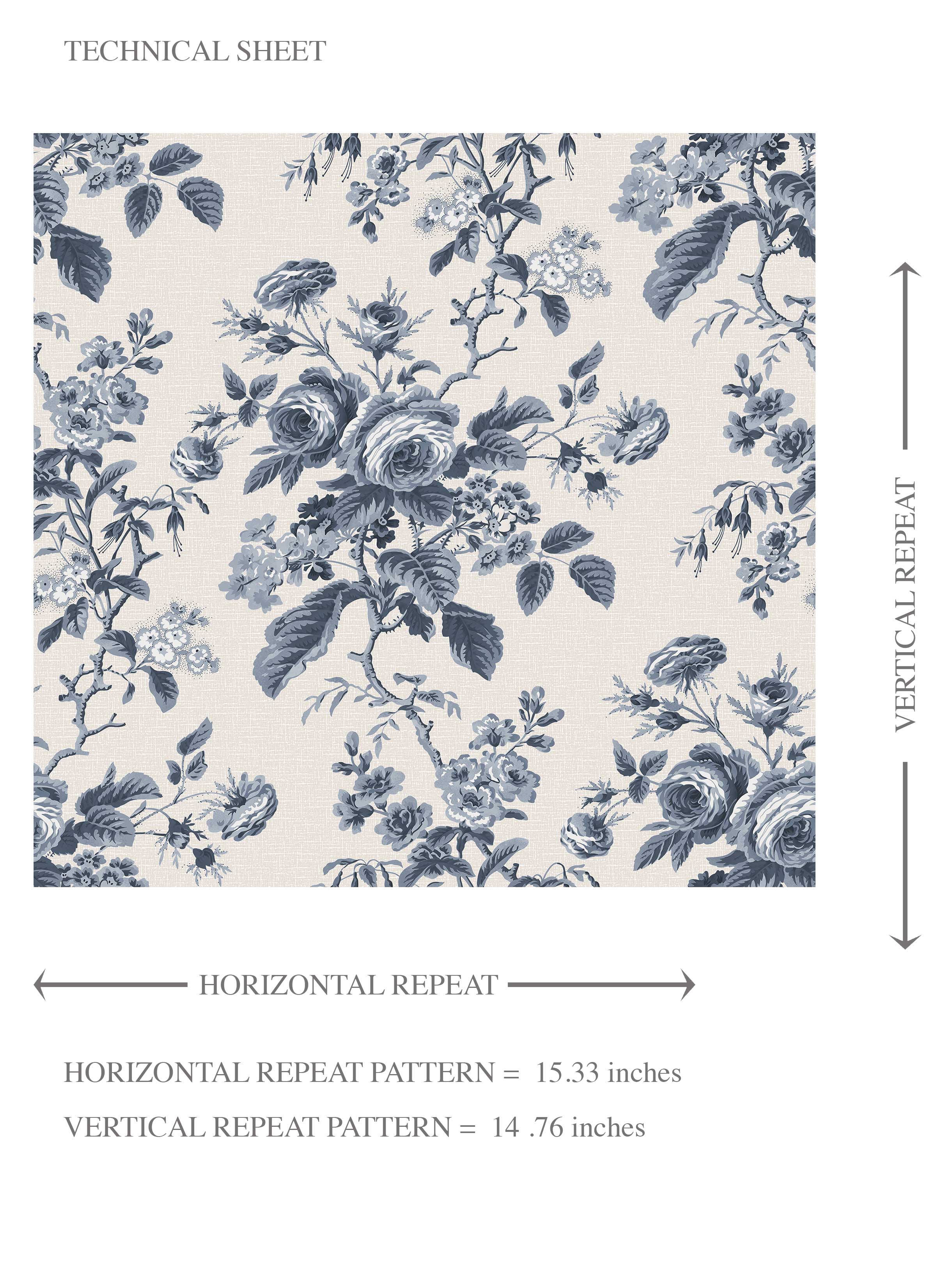 Vintage-Inspired Floral Toile/ Botanical Kids Room Wallpaper Sample (Vintage Blue/ Slate Blue)