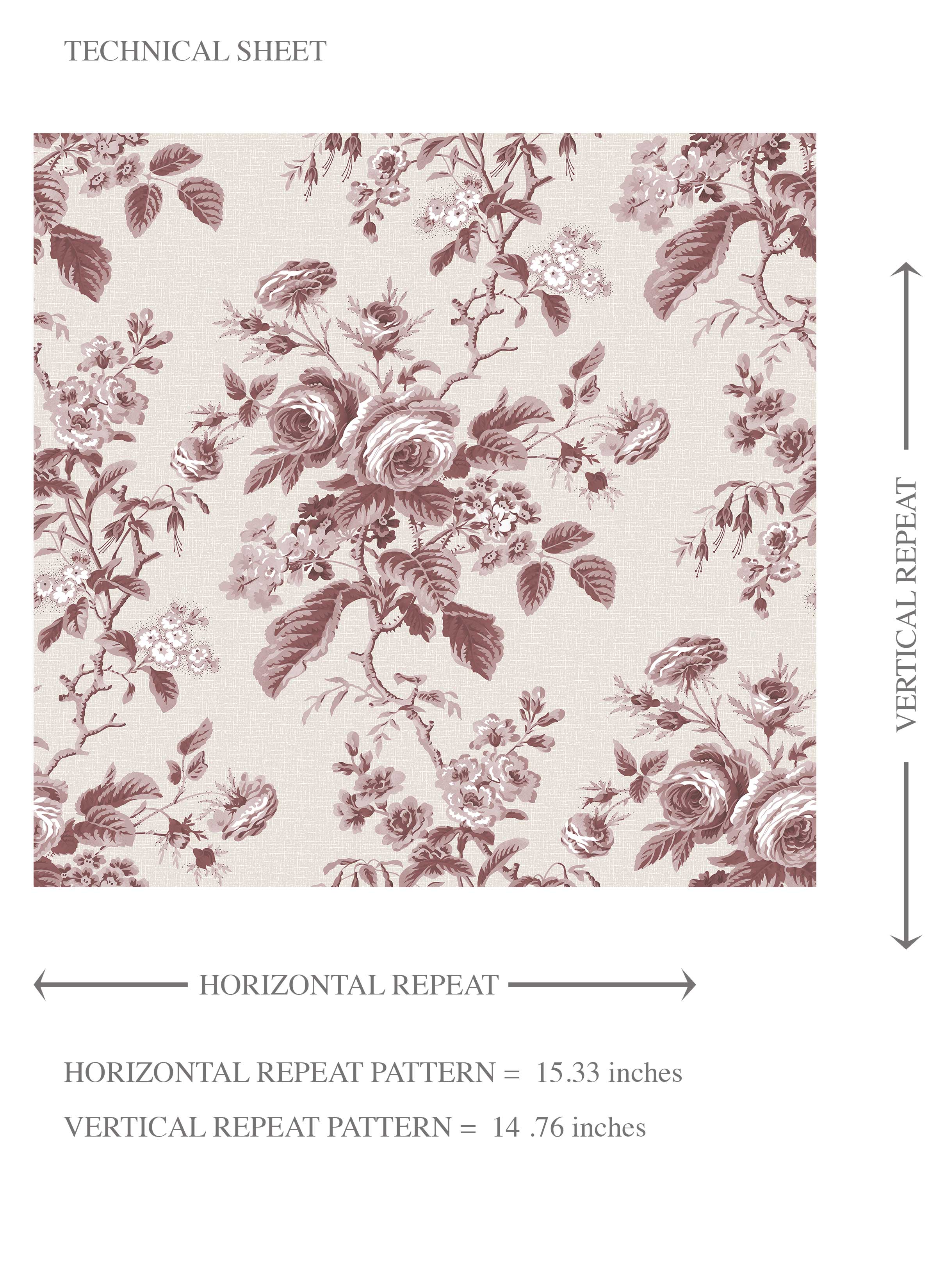 Vintage-Inspired Floral Toile/ Botanical Kids Room Wallpaper Sample (Burgundy Red)
