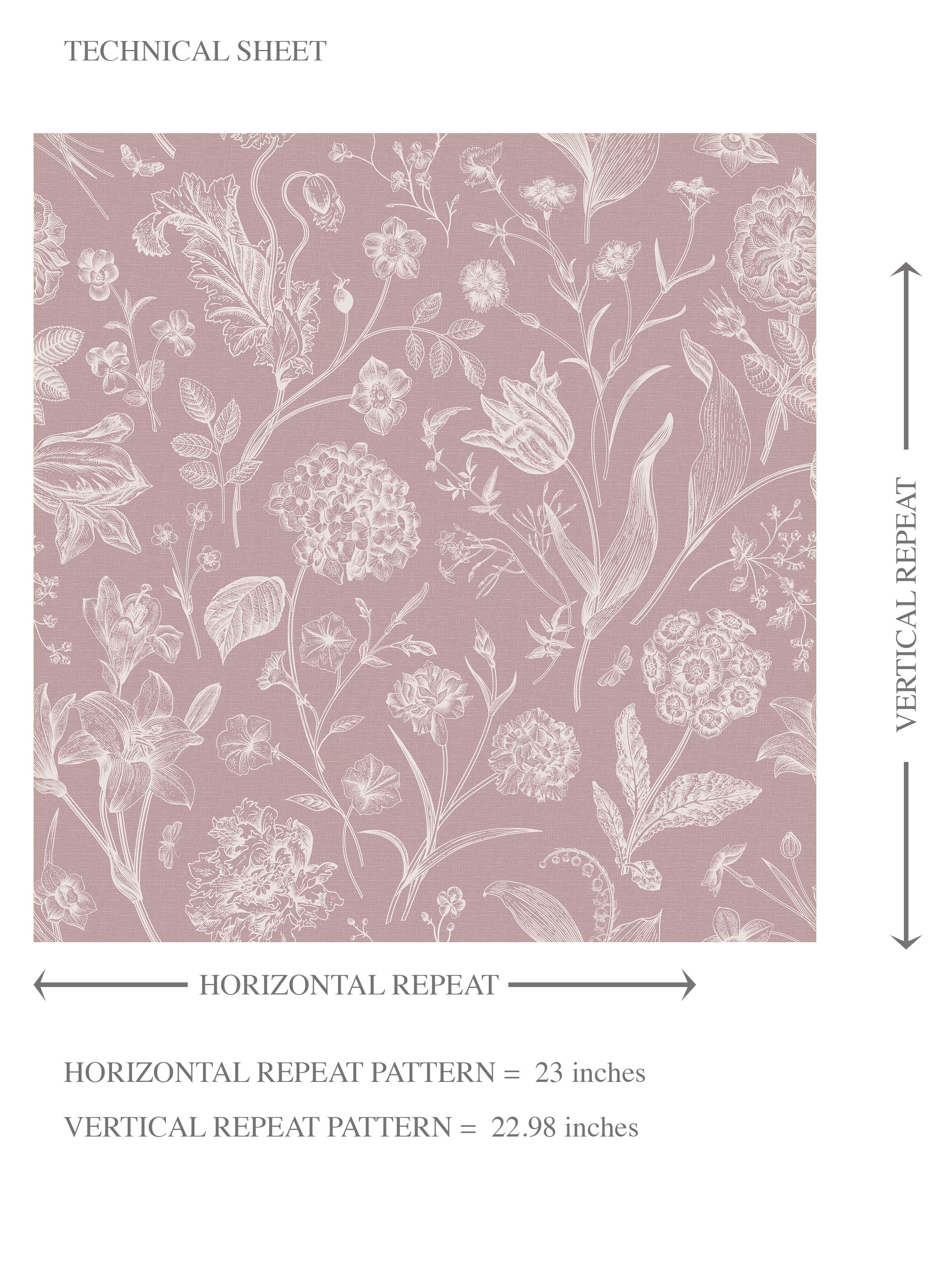 Floral/ Botanical Kids Room Wallpaper Sample (Dusky Pink/ Cream)