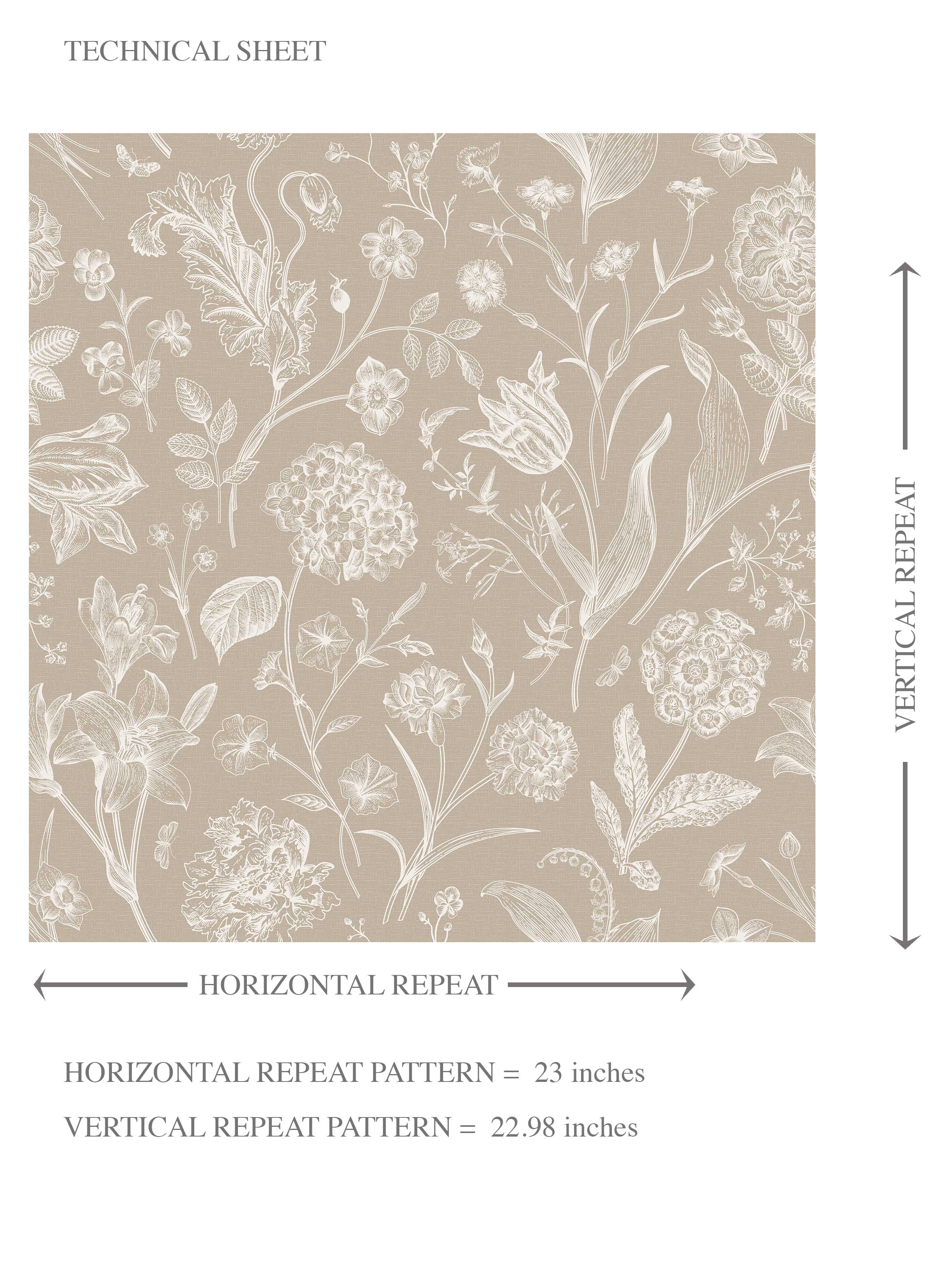 Neutral Floral/ Botanical Kids Room Wallpaper (Beige/ Brown/ Cream)