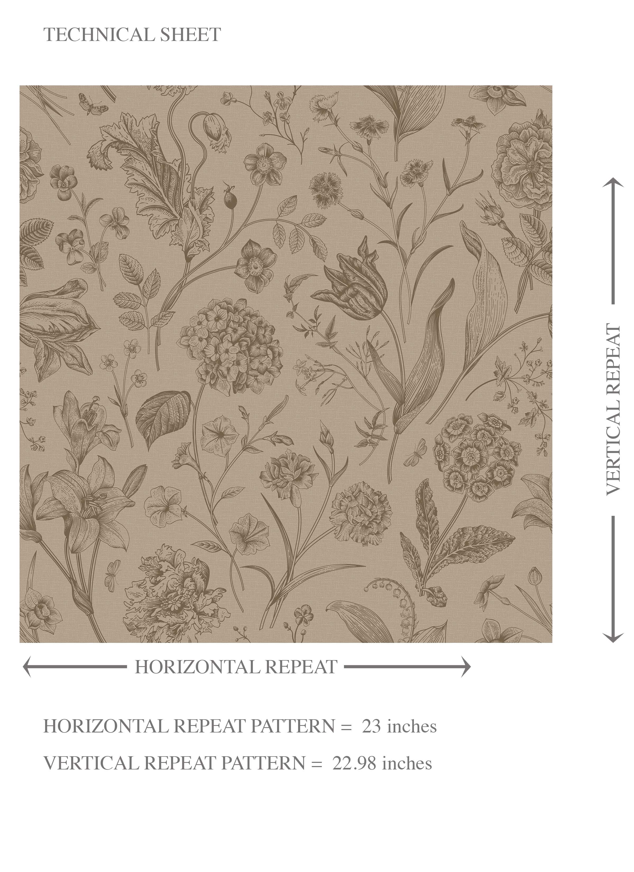Neutral Floral/ Botanical Kids Room Wallpaper Sample (Brown/ Beige/ Tan)