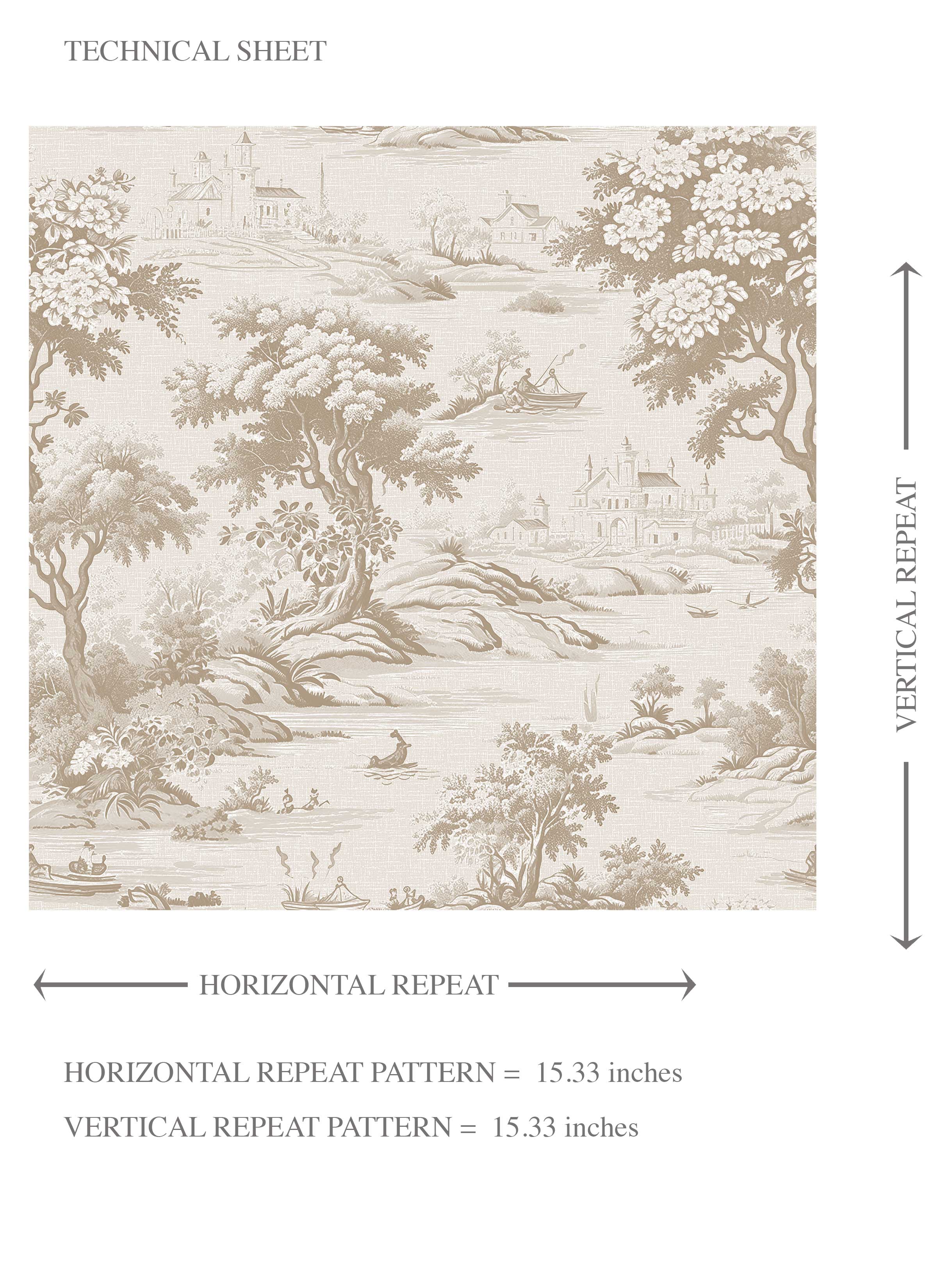 Floral Toile de Jouy Nature Print Kids Room Wallpaper Sample (Beige/ Brown/ Taupe)