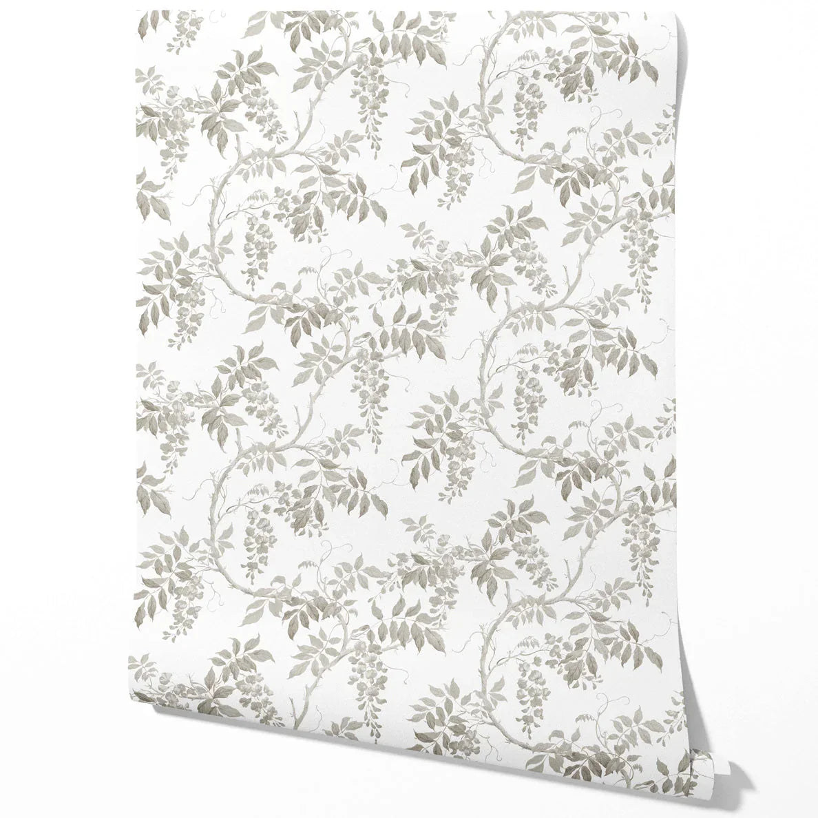 Neutral Floral Vine/ Botanical Traditional Wallpaper (Grey/ Greige/ White)
