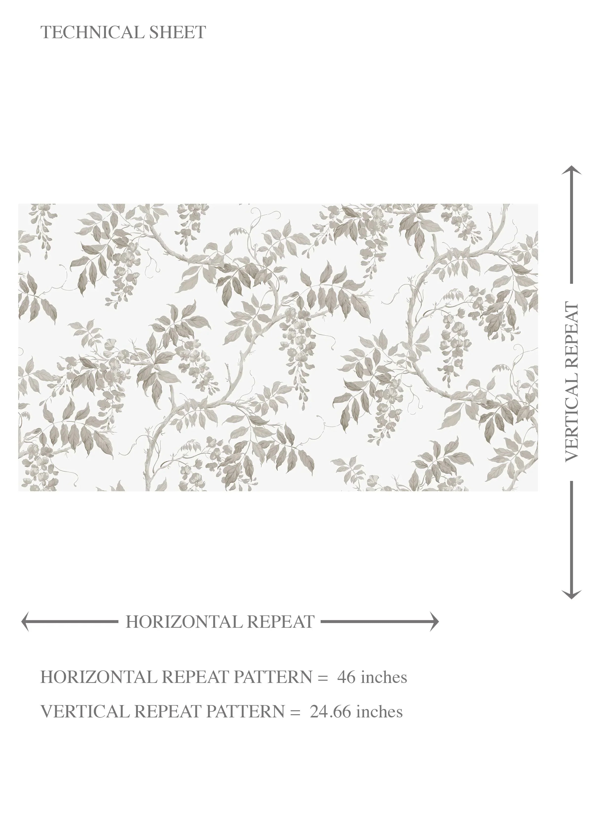 Neutral Floral Vine/ Botanical Kids Room Wallpaper Sample (Grey/ Greige/ White)