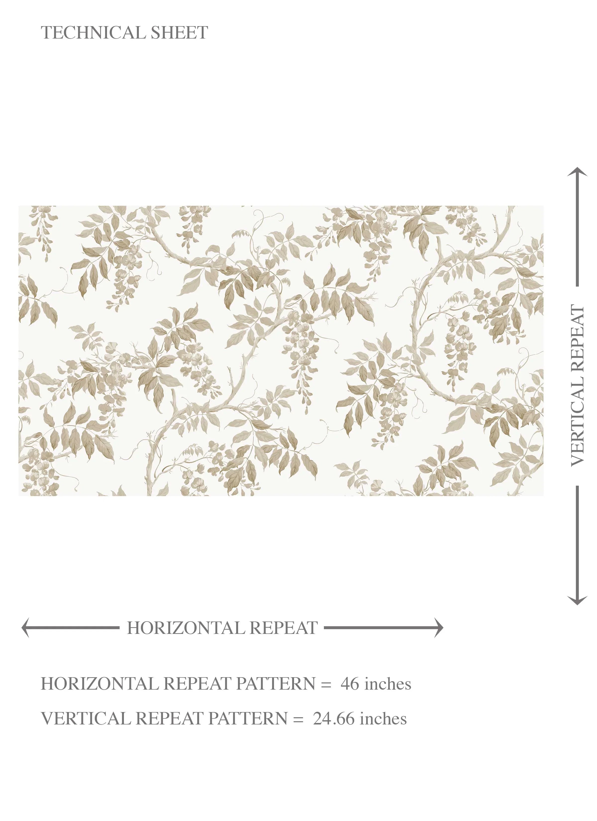 Neutral Floral Vine/ Botanical Kids Room Wallpaper Sample (Beige/ Taupe/ Grey/ White)