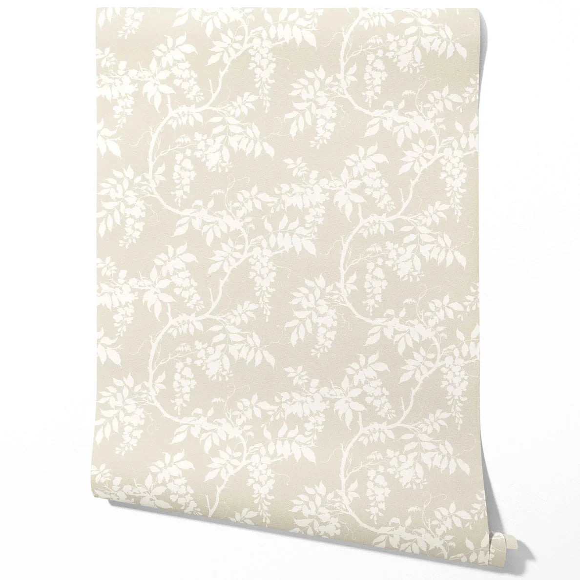 Neutral Floral Vine/ Botanical Traditional Wallpaper (Beige/ Cream/ Warm Grey)