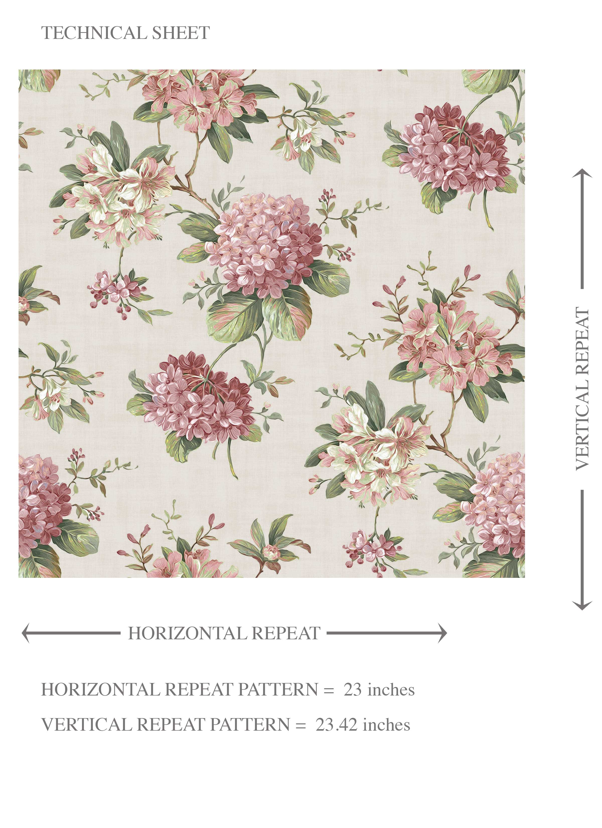 Modern Floral Block Print Kids Room Wallpaper Sample (Blush Pink/ Green)