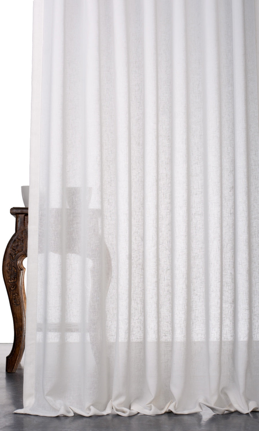 Textured Sheer Window Treatments Fabric Sample (White)