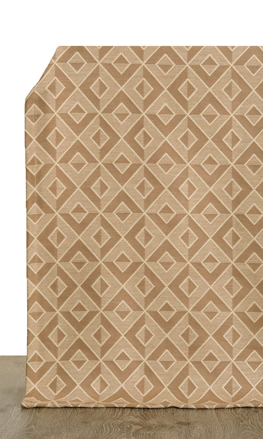 Argyle Patterned Drapes (Pale Tan/ Brown)