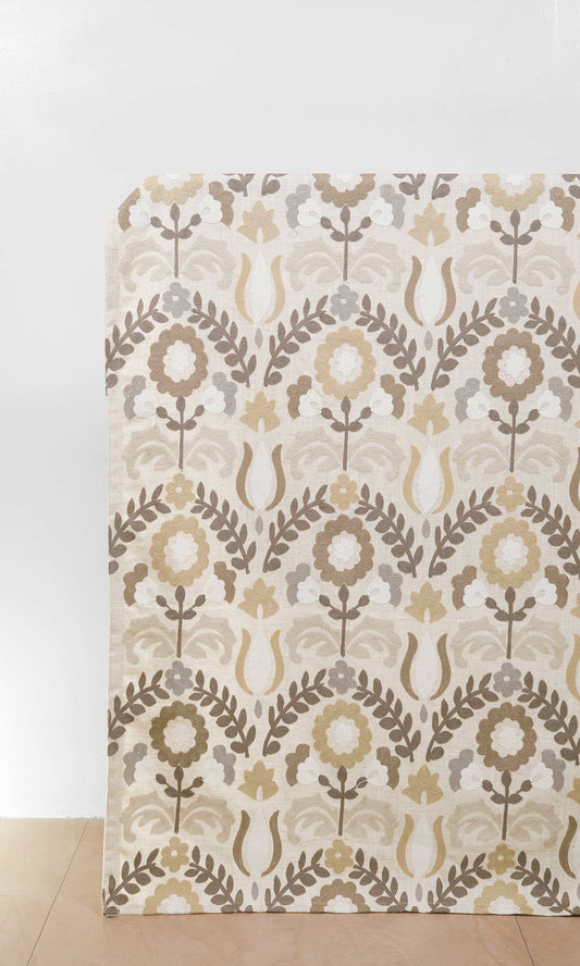 Floral Home Décor Fabric By the Metre (Beige/ Brown/ White)