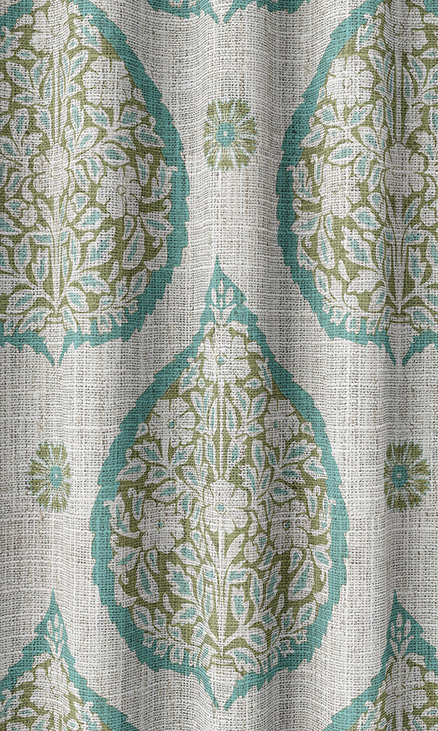 Paisley Home Textile Fabric Material Sample (Blue/ Green)