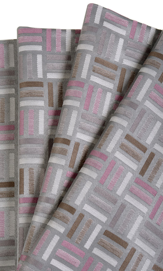 Geometric Home Décor Fabric By the Metre (Pink/ Grey/ Brown)
