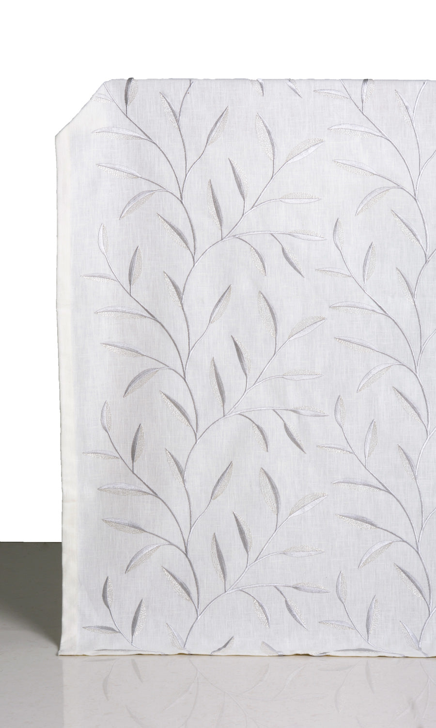 Floral Embroidery Window Treatments Fabric By the Metre (White/ Cream)