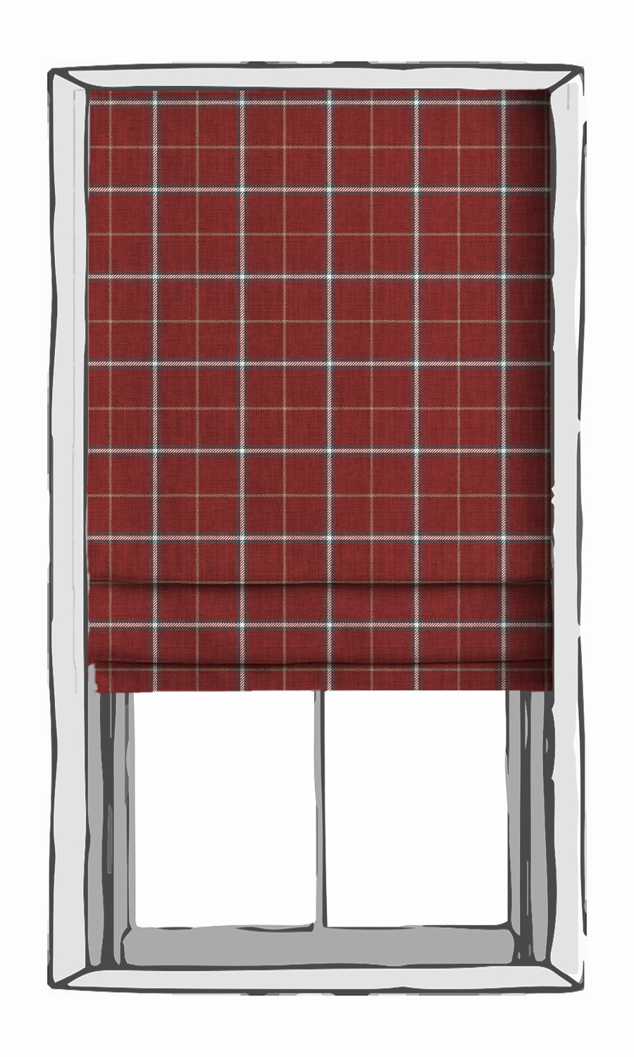 Modern Check Patterned Window Treatments Fabric By the Metre (Deep Red)