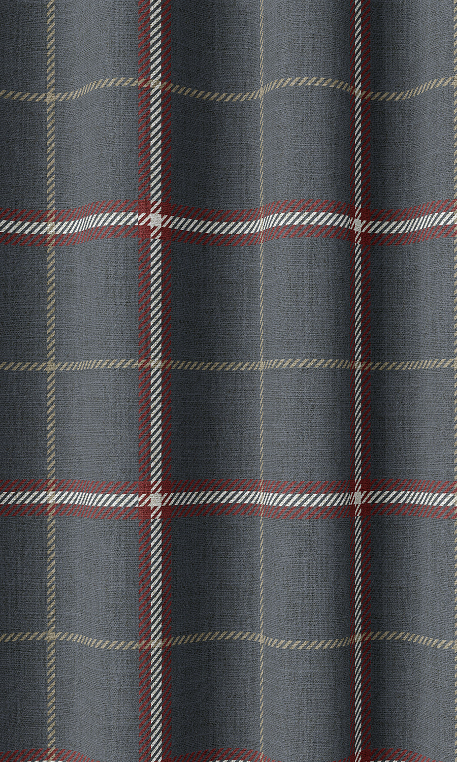 Geometric Patterned Home Décor Fabric By the Metre (Slate Grey/ Red)
