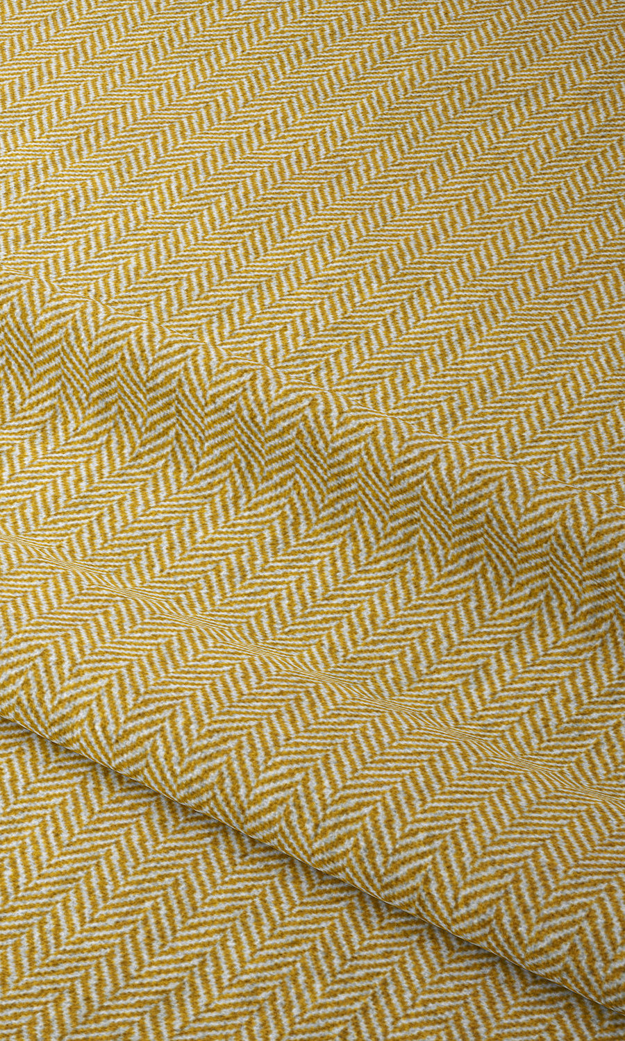 Herringbone Window Treatments Fabric Sample (Deep Yellow/ White)