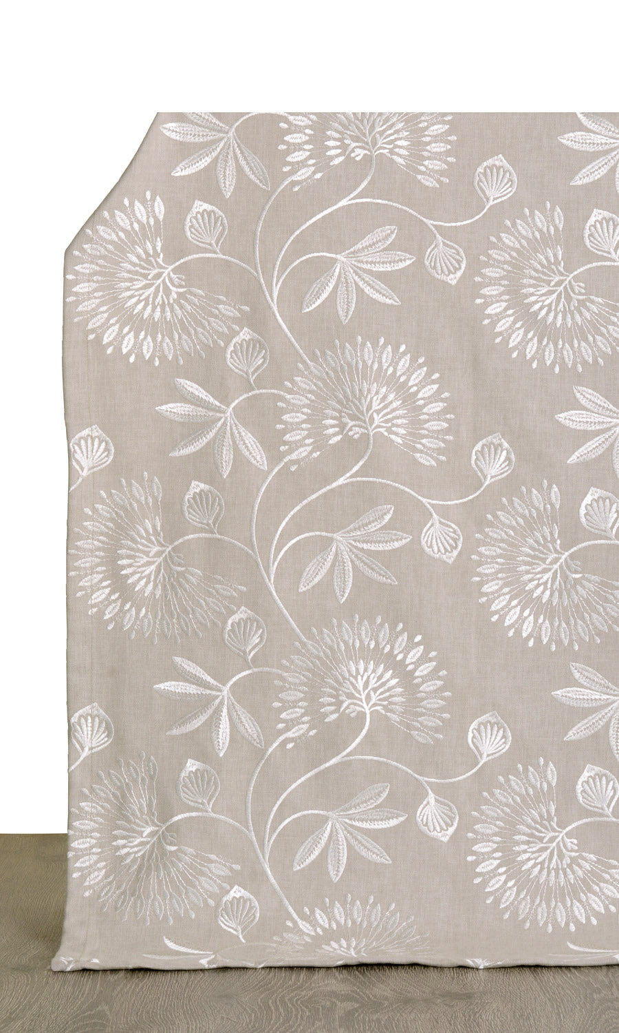 Floral Embroidered Poly-Cotton Window Treatments Fabric By the Metre (Beige)