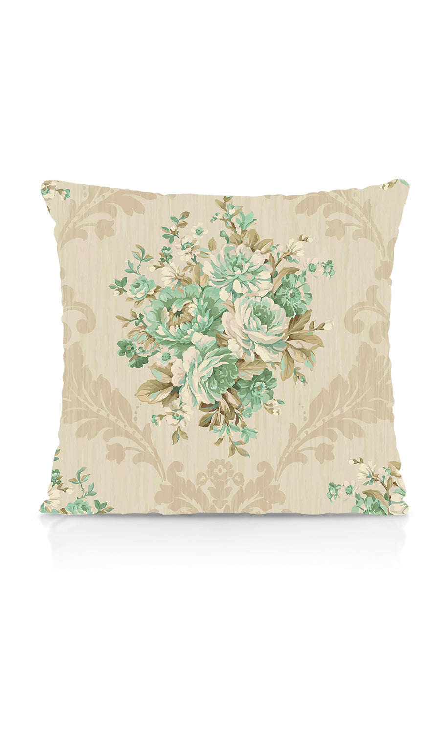 Dimout Floral Free Fabric Material Sample (Beige/ Moss/ Aqua)