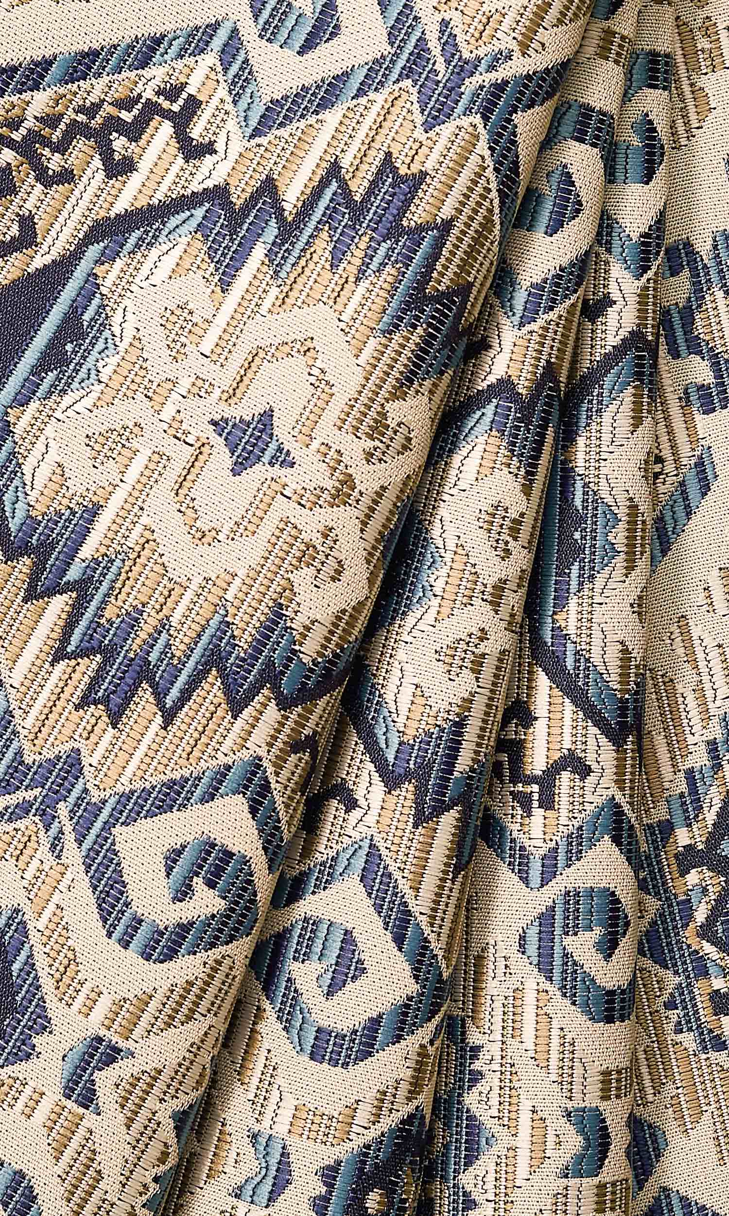 Aztec-Print Window Treatments Fabric By the Metre (Beige/ Blue)