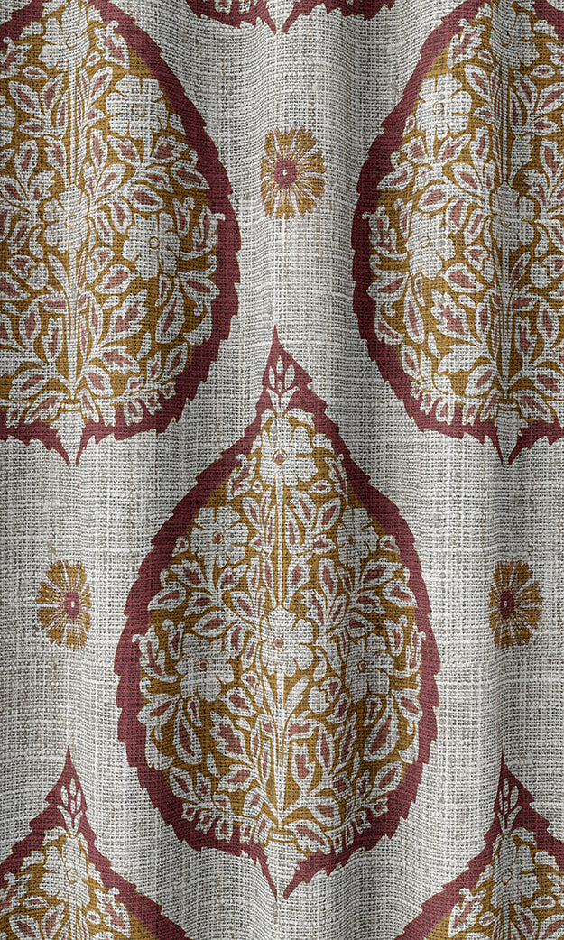 Paisley Home Textile Fabric Material By the Metre (Red/ Orange)
