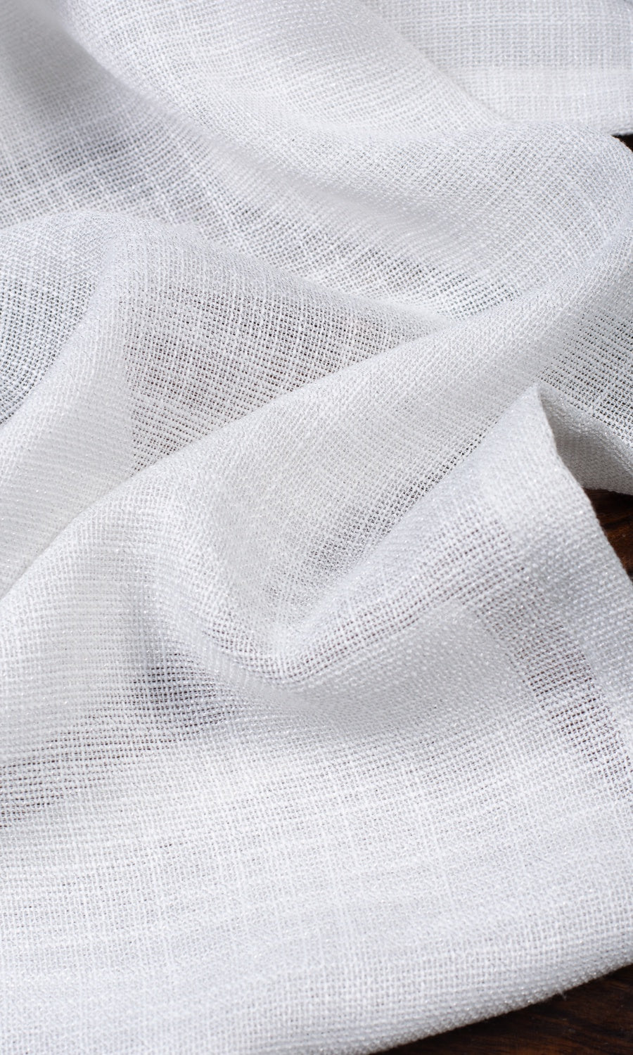 Textured Sheer Fabric Sample for Curtains & Drapes (Porcelain White)