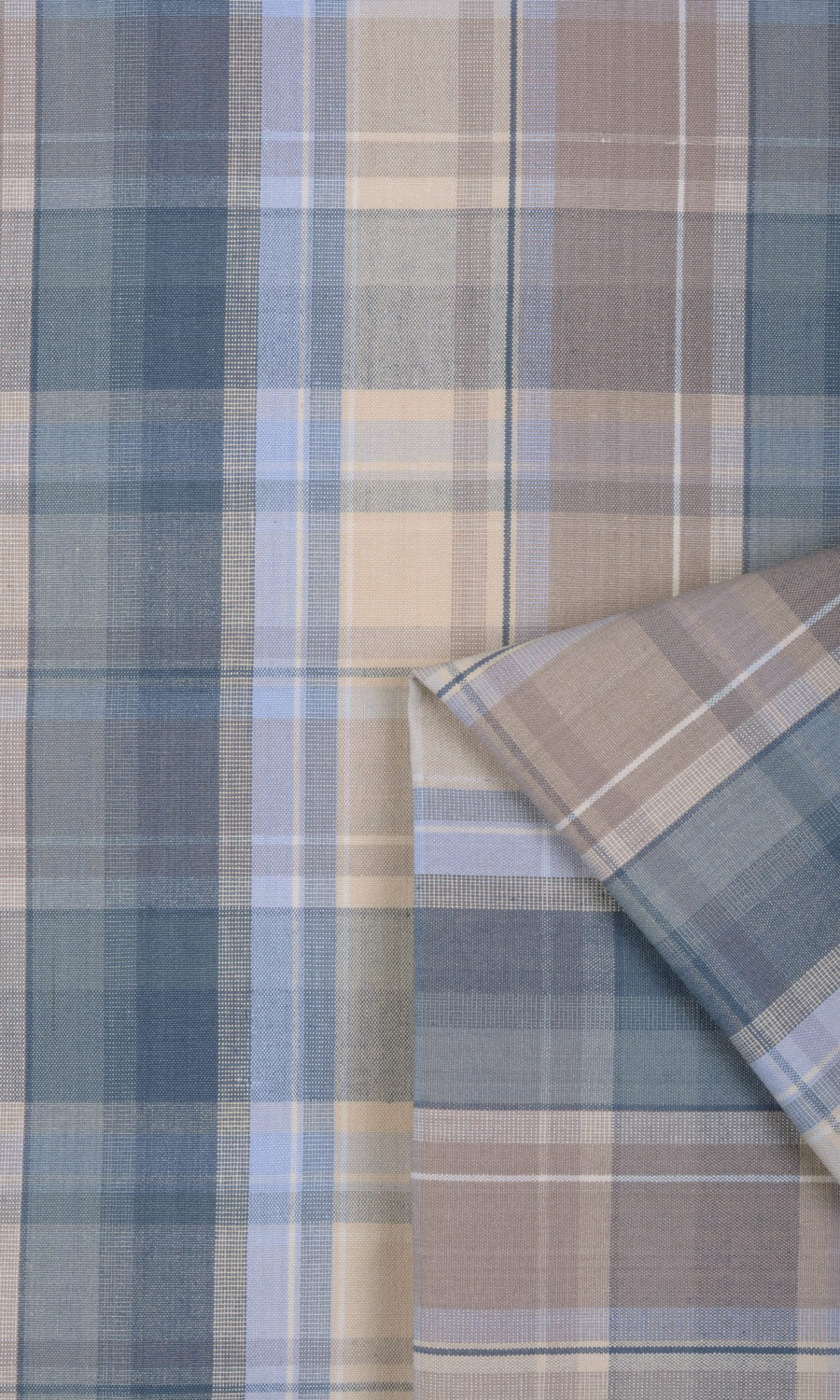 Cotton Fabric Sample for Curtains & Drapes (Blue/ Brown)
