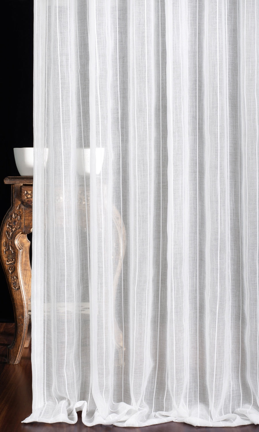 Striped Sheer Window Treatments Fabric Sample (White)