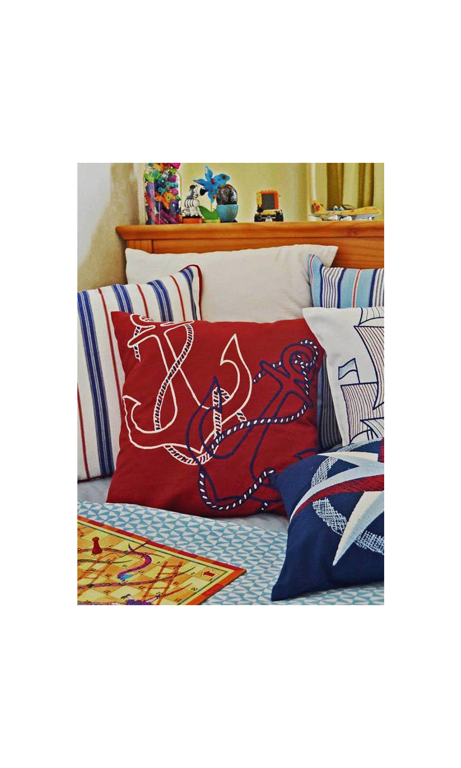 Cotton Home Textile Fabric Material Sample (Red/ Blue)