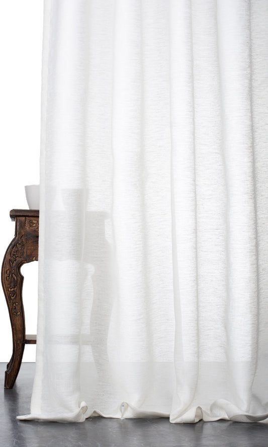 Plain Semi-Sheer Curtains (White)